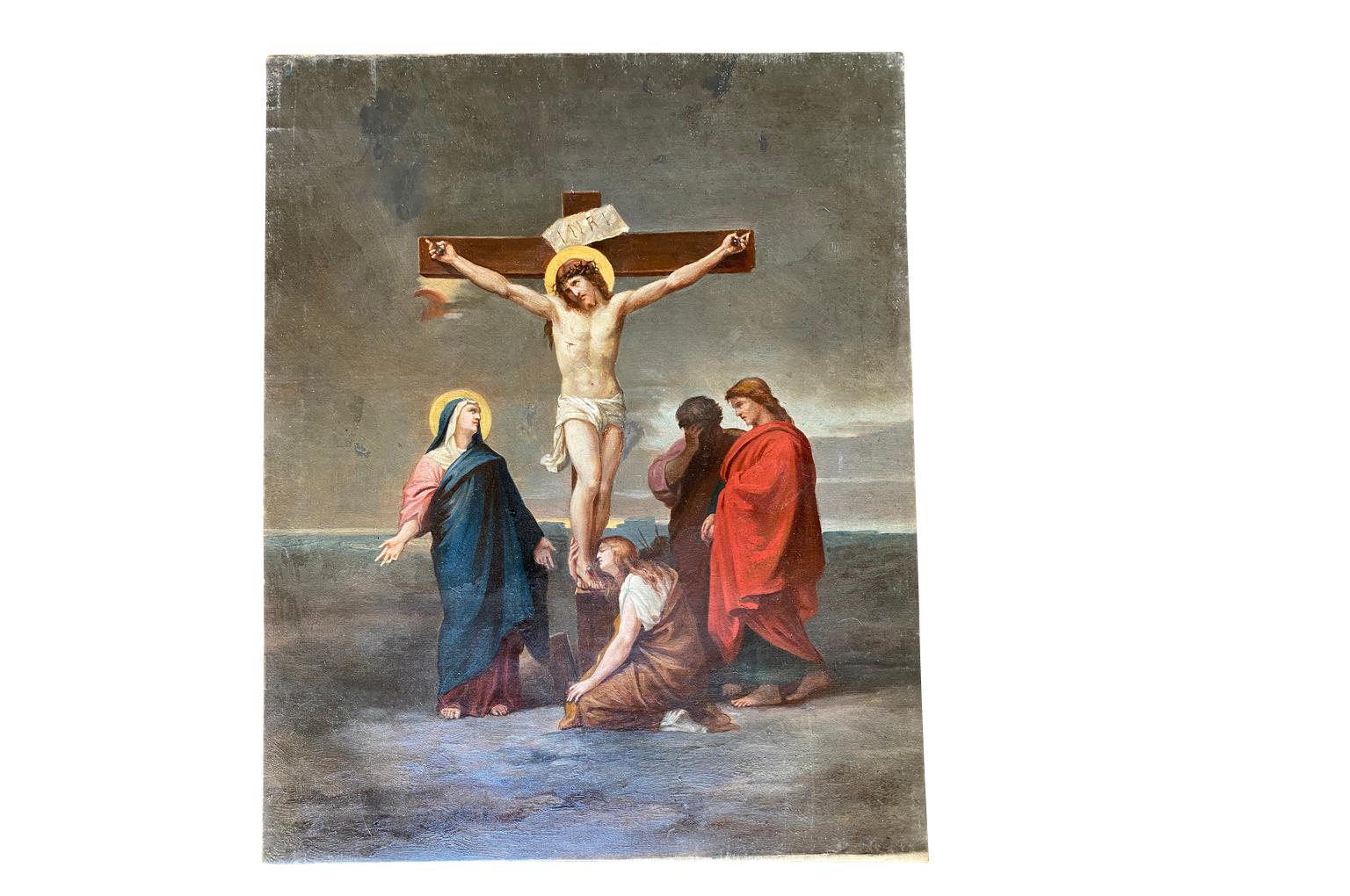 Ölgemälde auf Leinwand, Staions Of The Cross, spätes 19. Jahrhundert 7