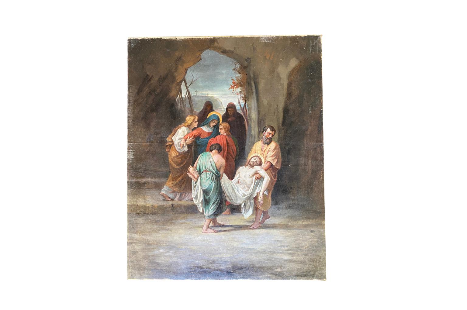 Ölgemälde auf Leinwand, Staions Of The Cross, spätes 19. Jahrhundert 9