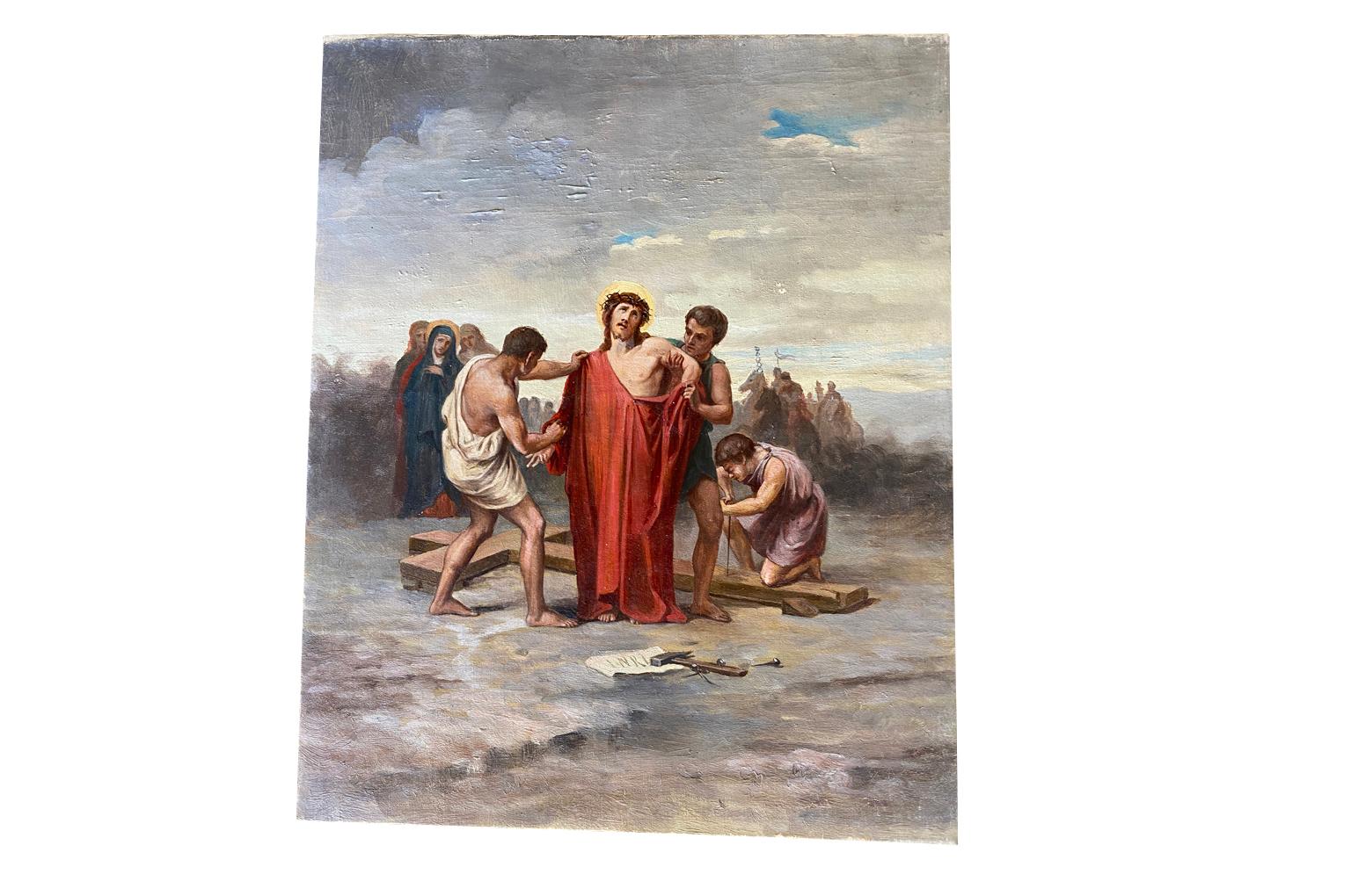 Ölgemälde auf Leinwand, Staions Of The Cross, spätes 19. Jahrhundert 5