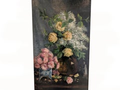 Late 19th Century Oil on Canvas, Still Life of Yellow Roses, English
