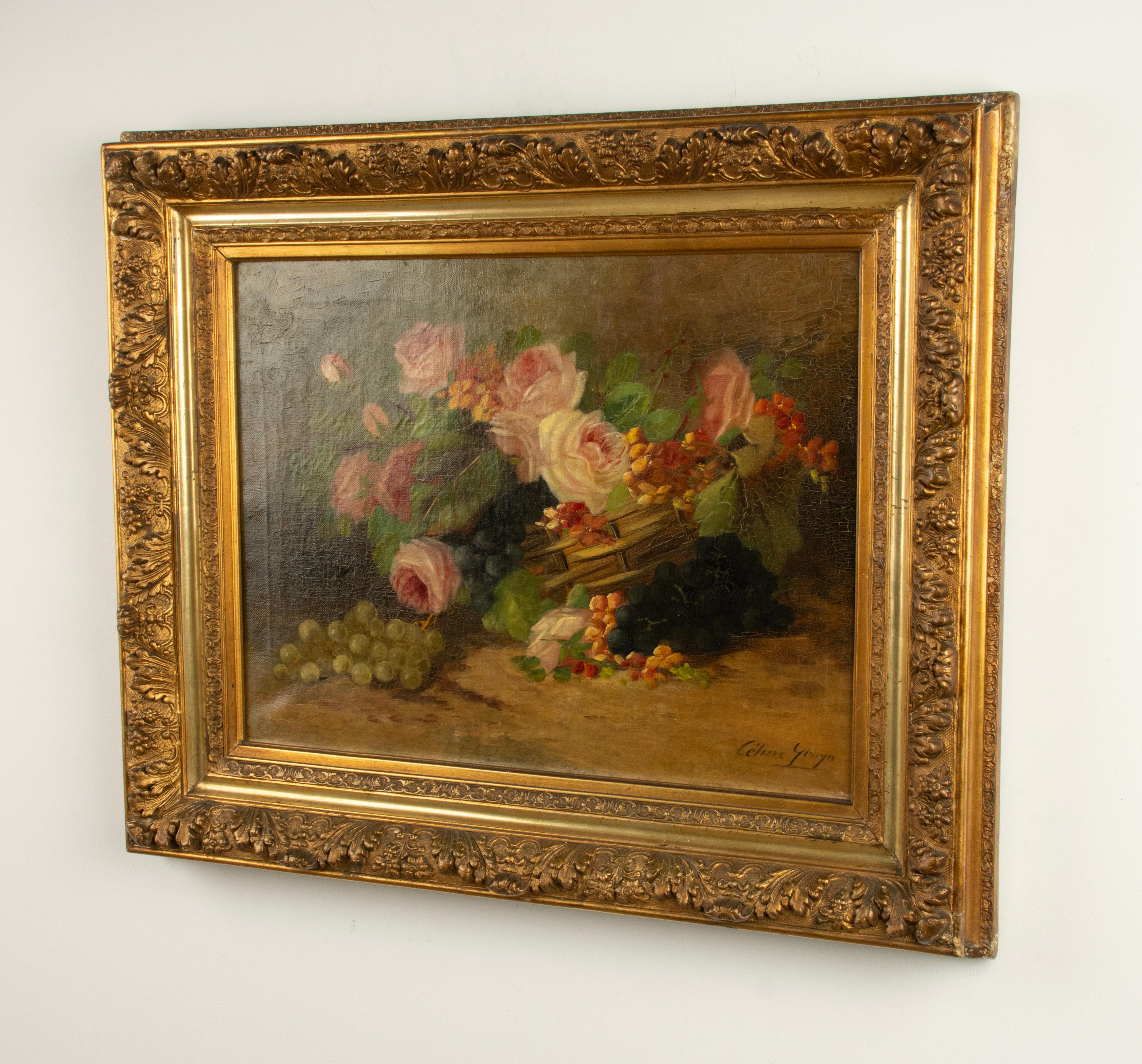 Pittura ad olio della fine del XIX secolo - Natura morta di fiori - di Céline Genyn in vendita 3