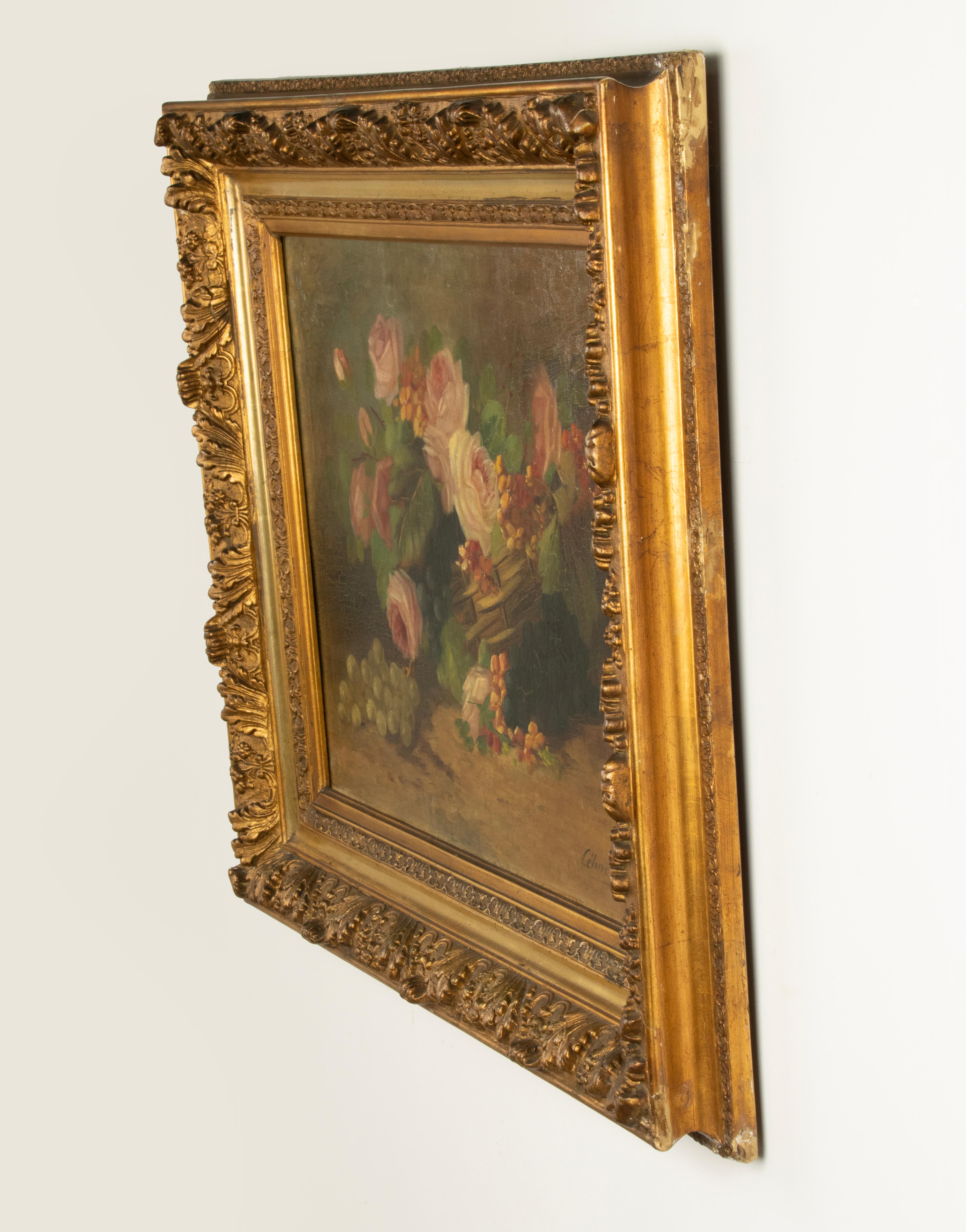 Pittura ad olio della fine del XIX secolo - Natura morta di fiori - di Céline Genyn in vendita 5