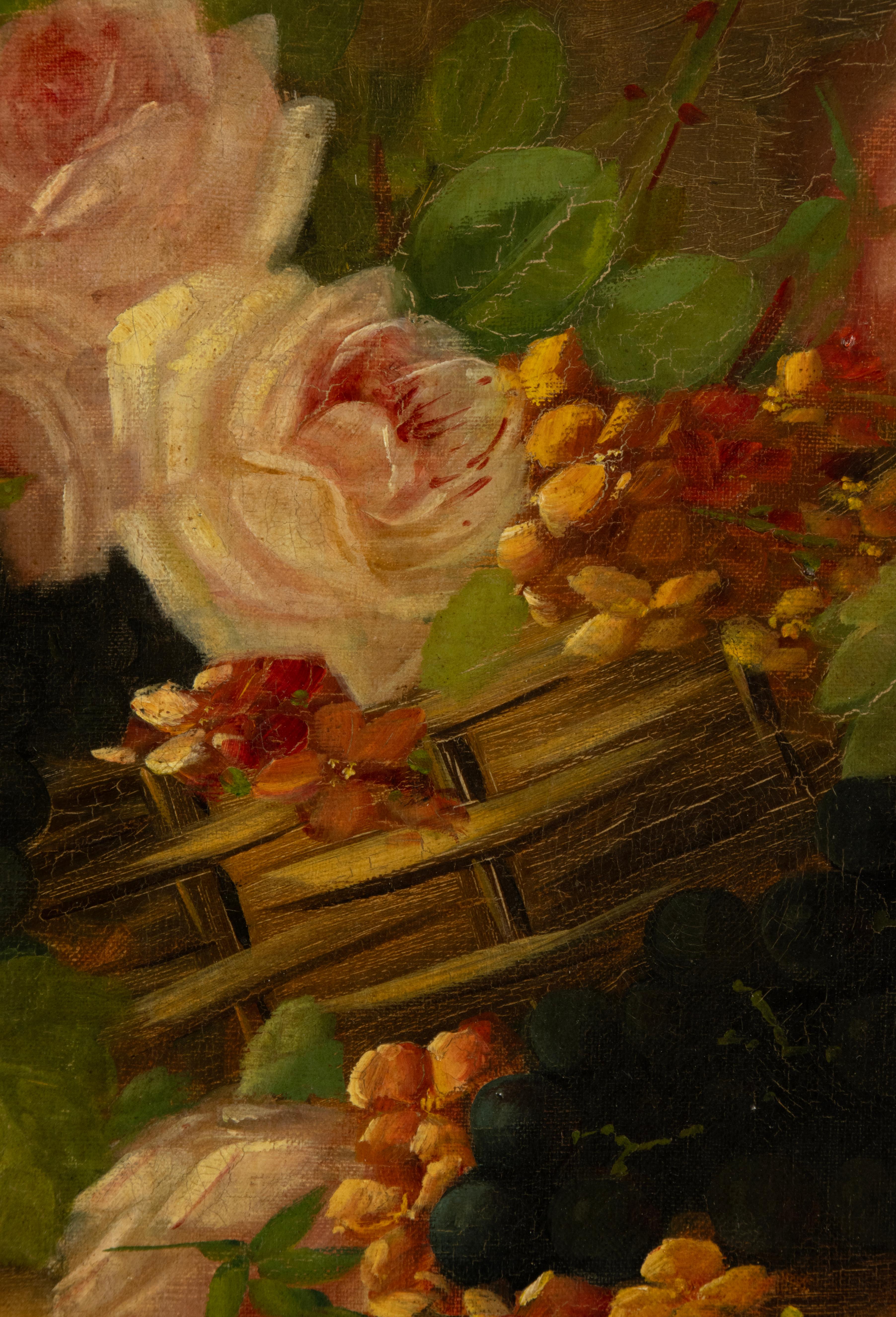 Pittura ad olio della fine del XIX secolo - Natura morta di fiori - di Céline Genyn In condizioni buone in vendita a Casteren, Noord-Brabant
