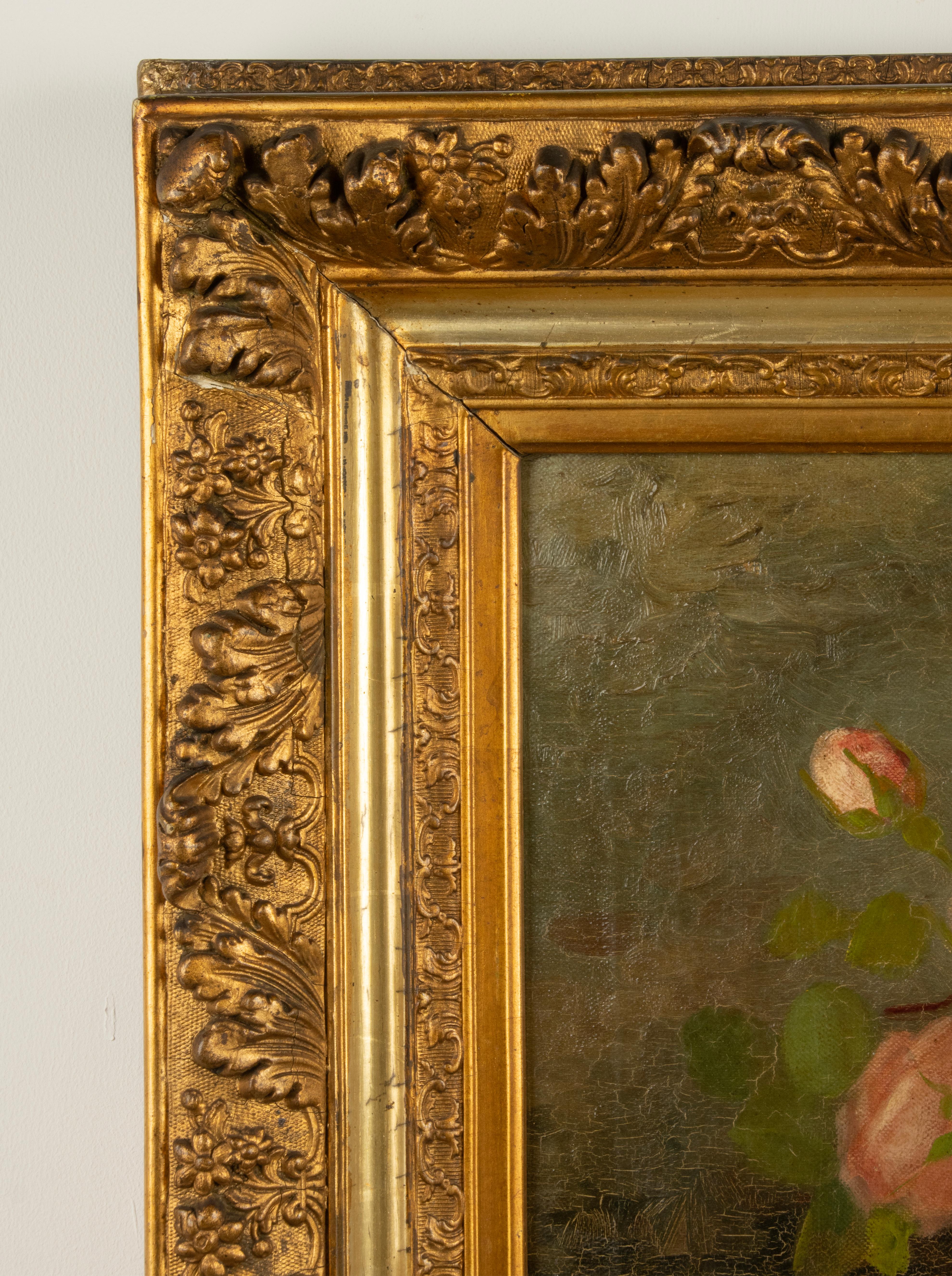 Pittura ad olio della fine del XIX secolo - Natura morta di fiori - di Céline Genyn in vendita 1
