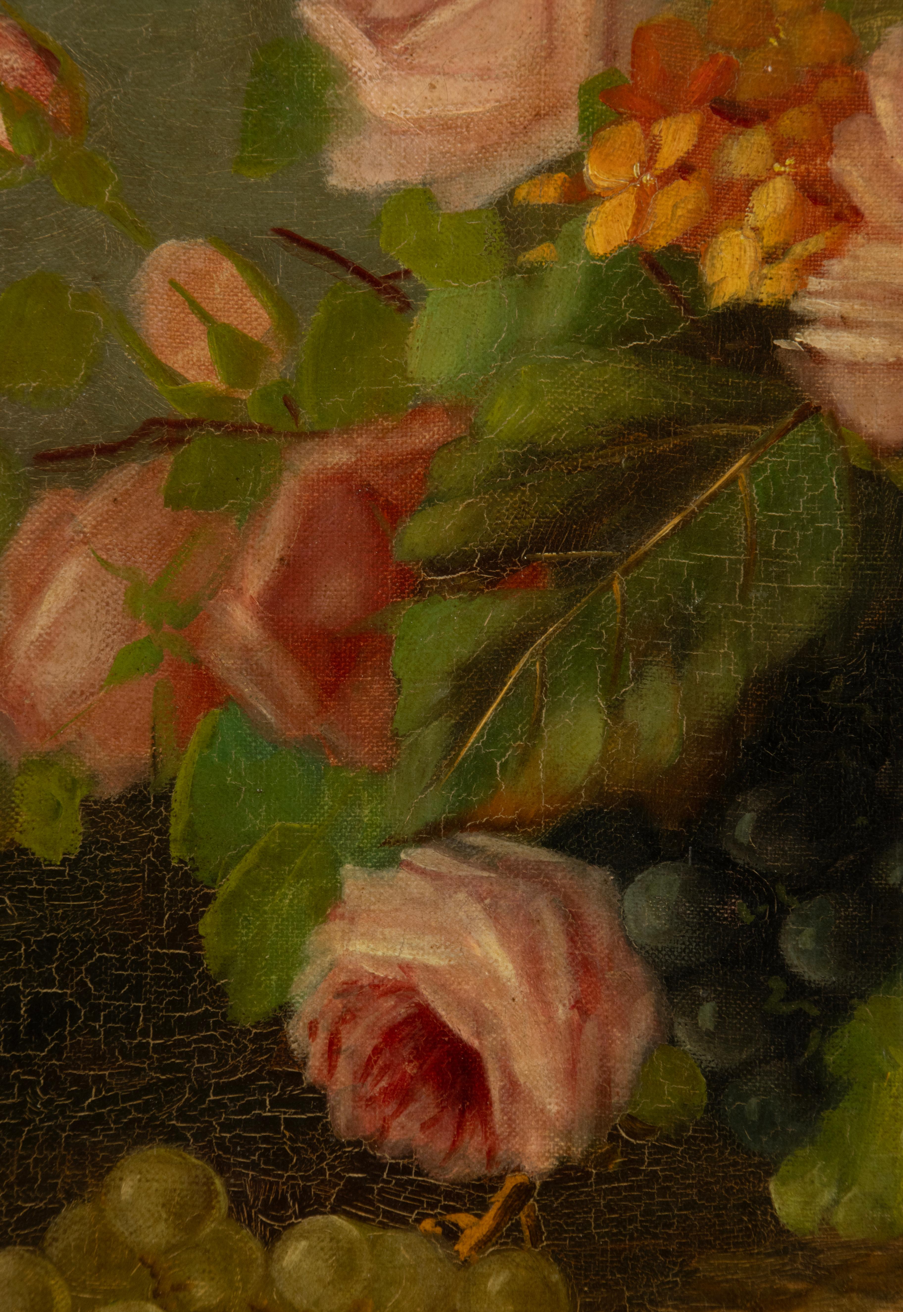 Pittura ad olio della fine del XIX secolo - Natura morta di fiori - di Céline Genyn in vendita 2