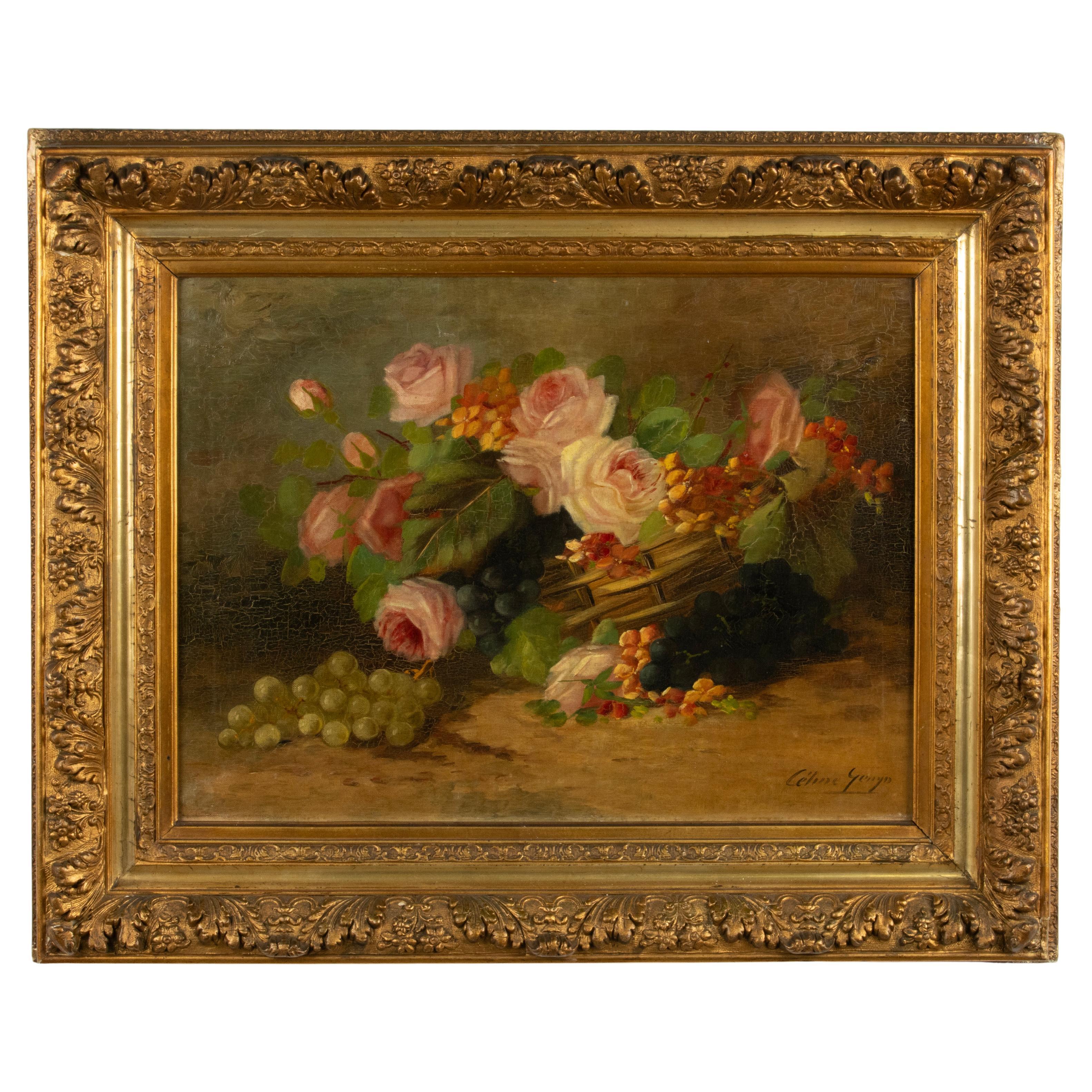 Late 19th Century Oil Painting - Flower Still Life - by Céline Genyn