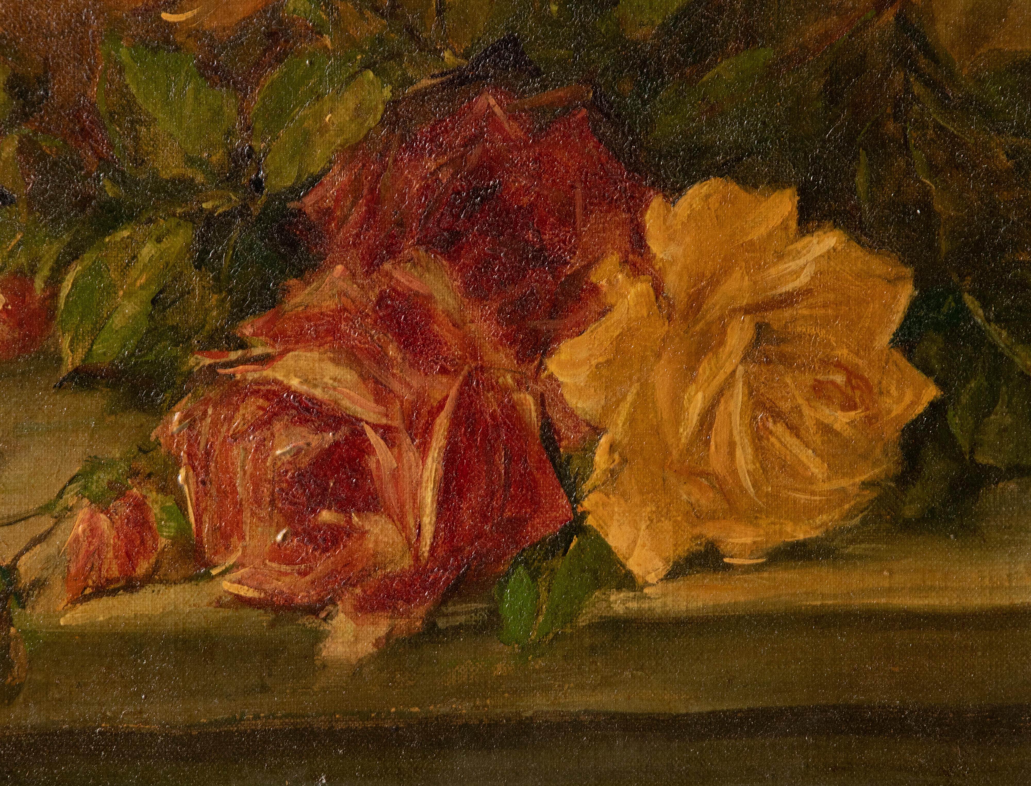 French Late 19th Century Oil Painting Flower Still Life, Jules Ragot