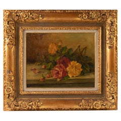 Vintage Late 19th Century Oil Painting Flower Still Life, Jules Ragot