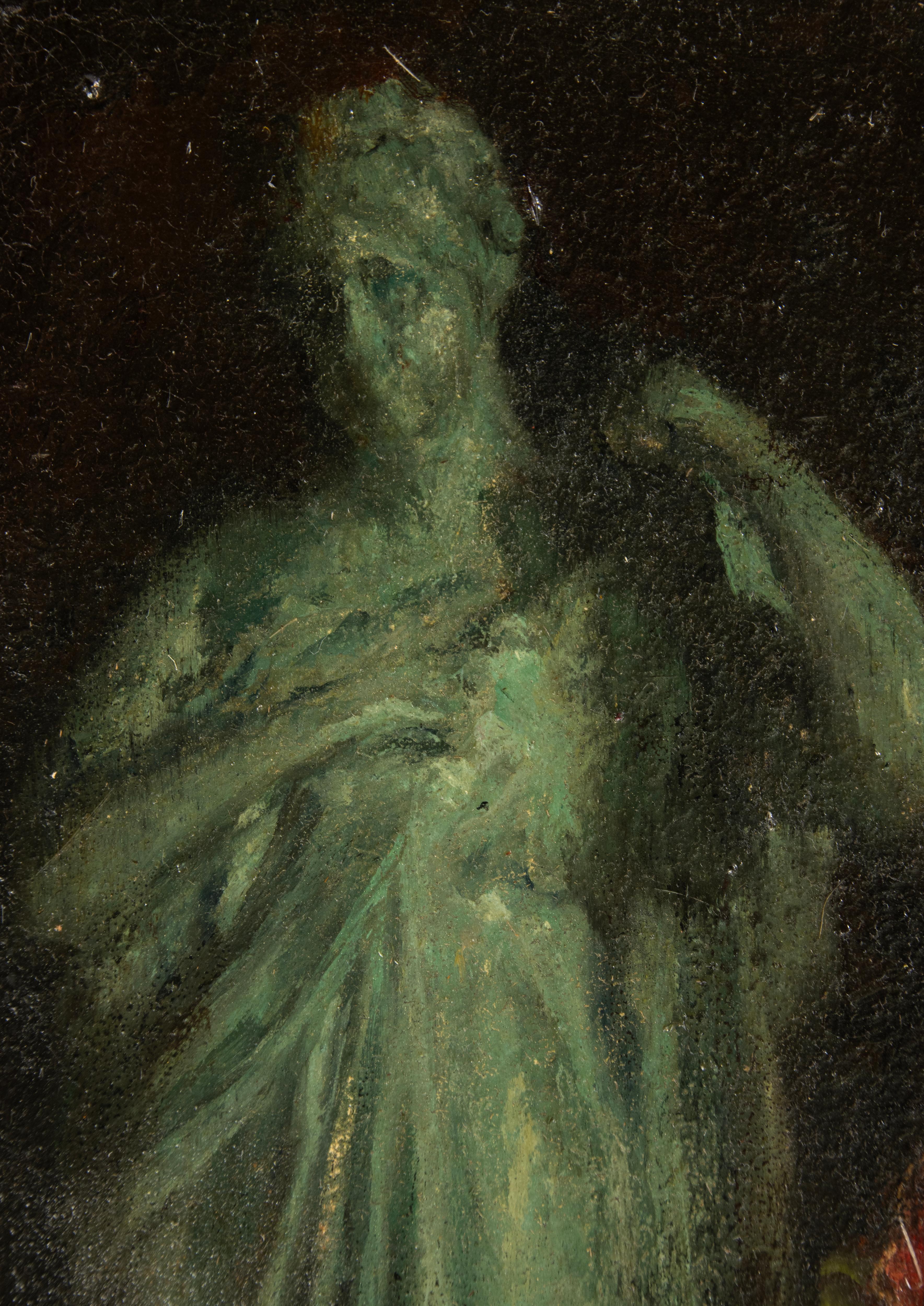 Late 19th Century Oil Painting - Flowers with Sculpture - Karel Martin Claessens For Sale 4
