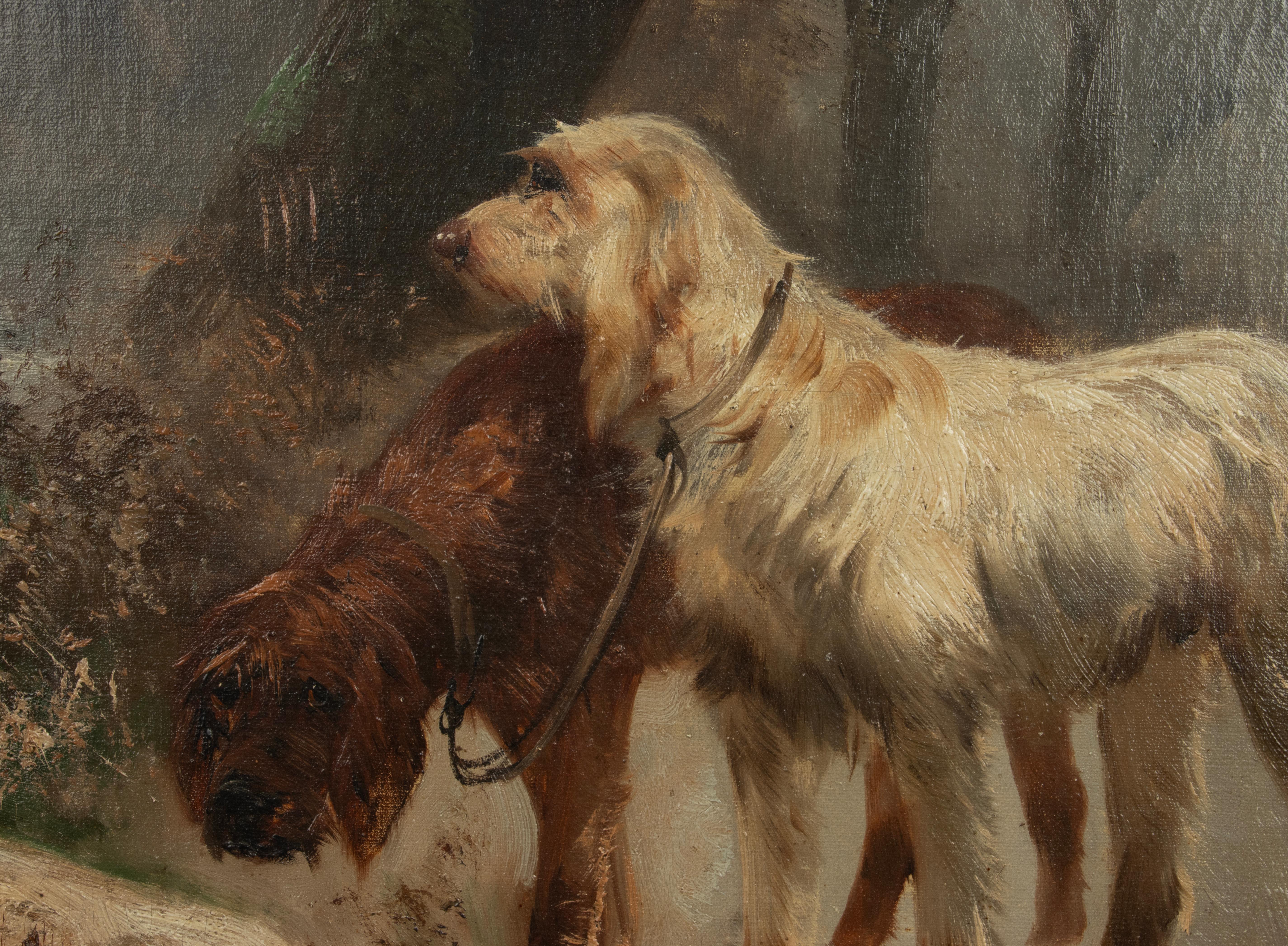 Late 19th Century Oil painting Hunting dogs by Henry Schouten 6