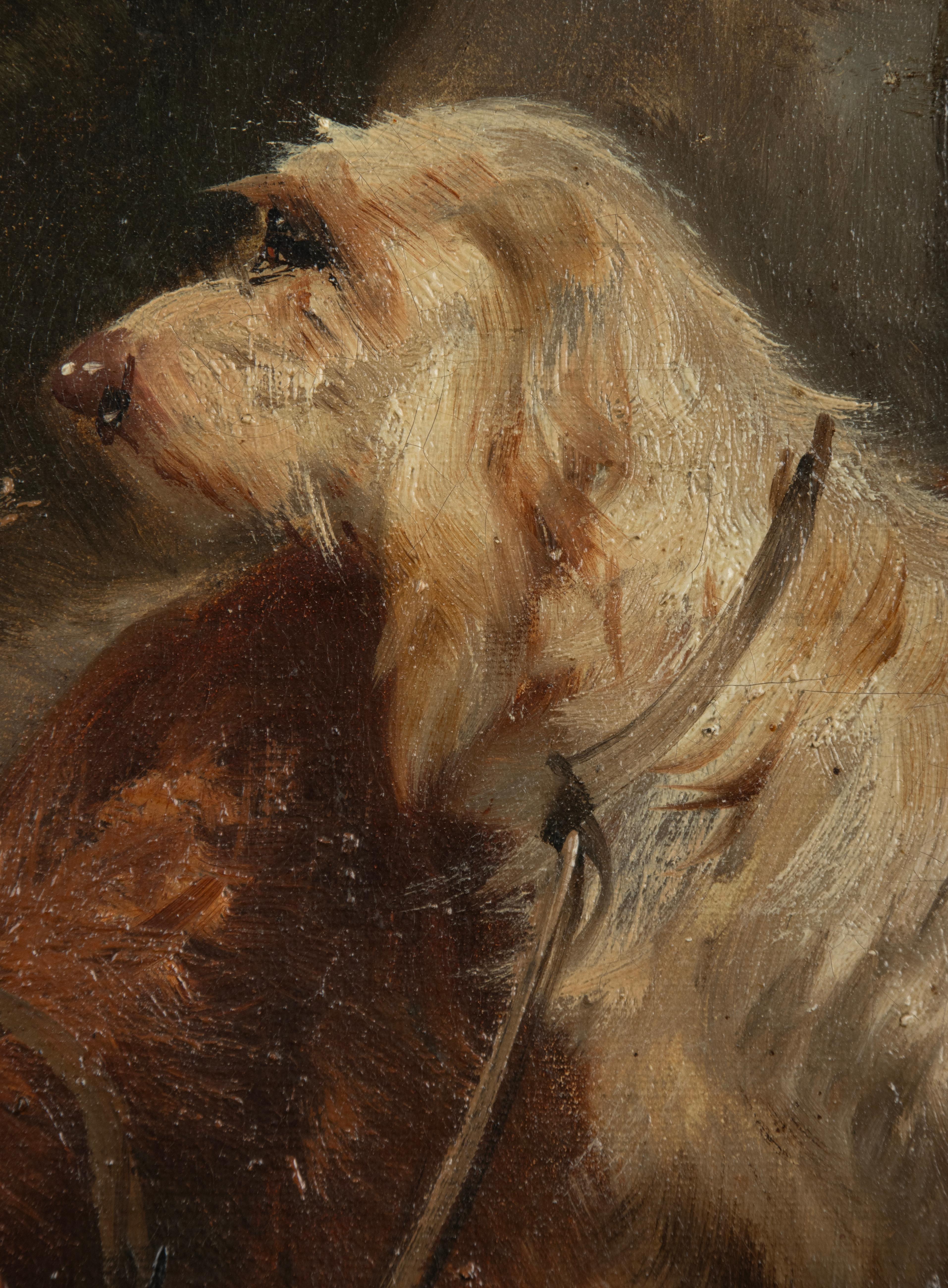 Canvas Late 19th Century Oil painting Hunting dogs by Henry Schouten