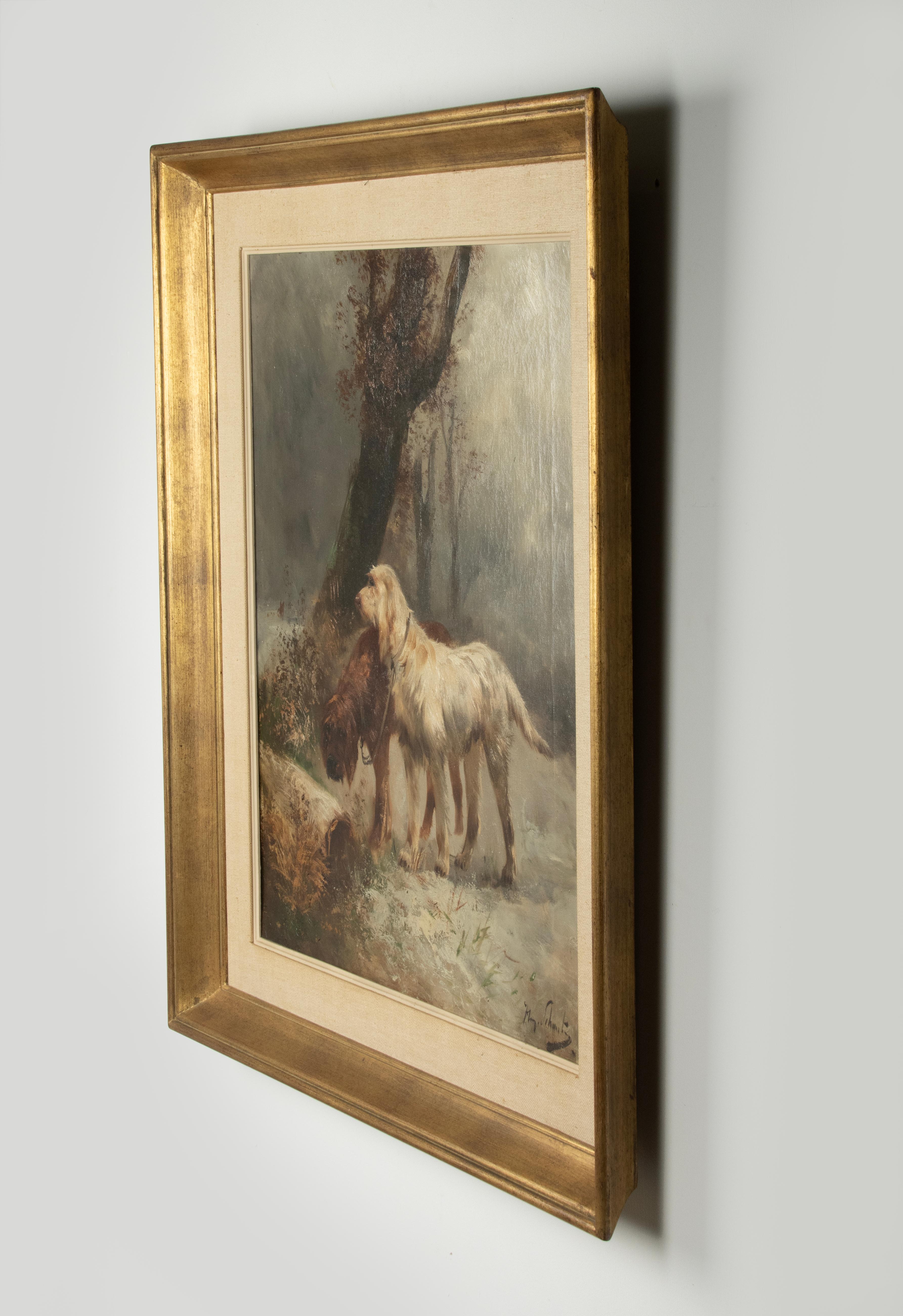 Late 19th Century Oil painting Hunting dogs by Henry Schouten 3
