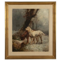 Late 19th Century Oil painting Hunting dogs by Henry Schouten