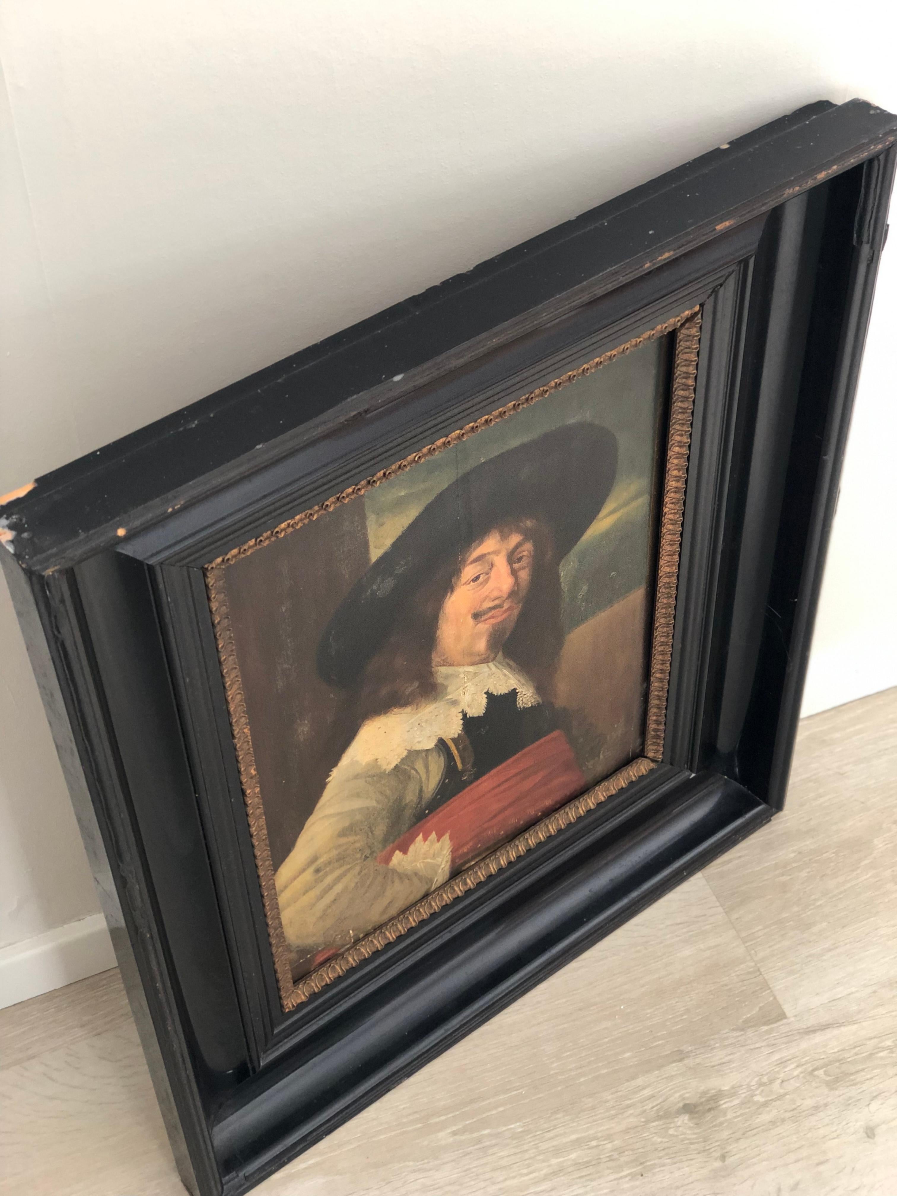 Late 19th Century Oil Painting of a Noble Man from the Dutch Golden Age Era For Sale 5