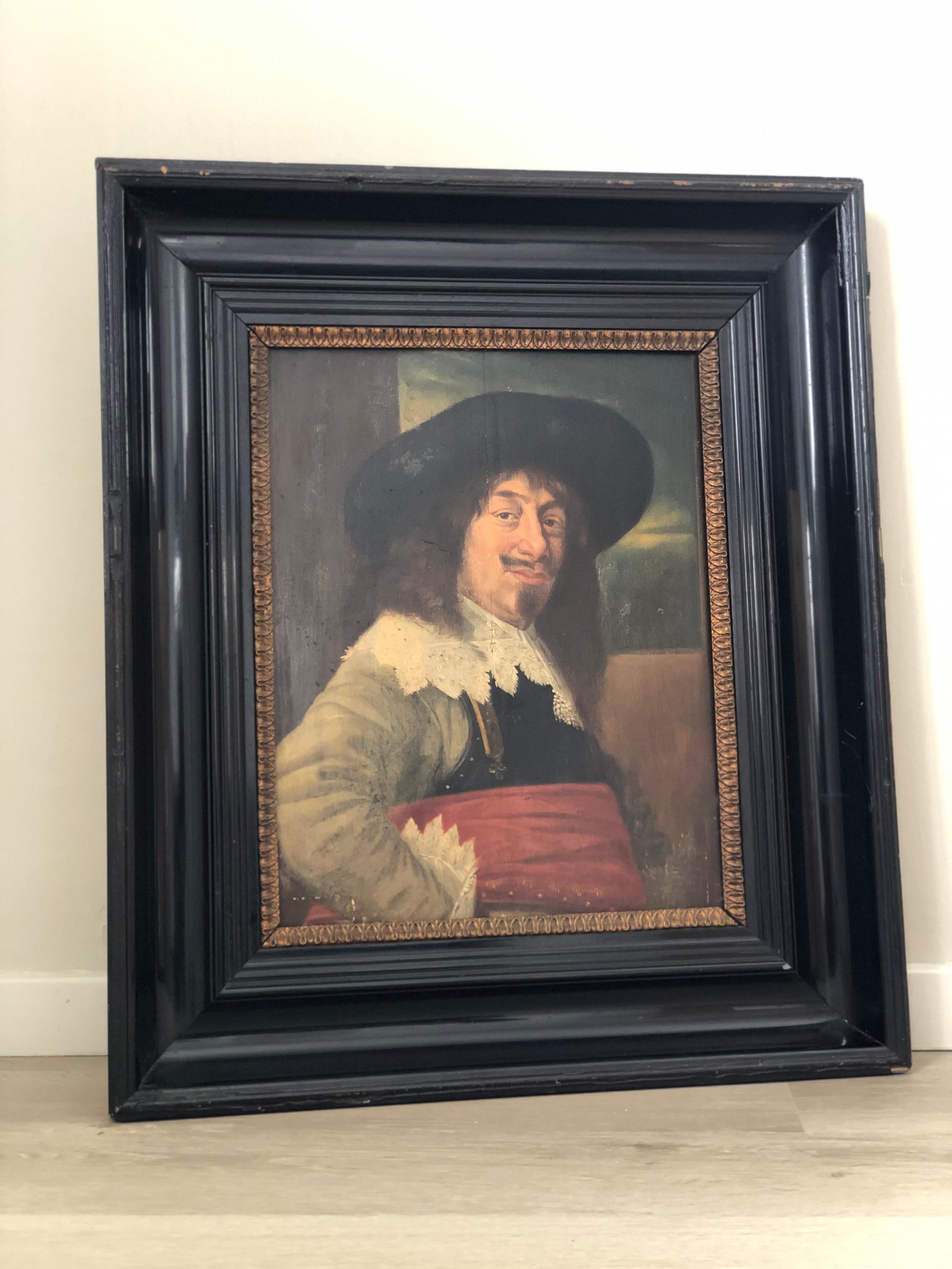 Capture a piece of Dutch history with this exquisite oil painting from the late 19th century, showcasing a distinguished Dutch man with 17th-century (Golden Age) attire. This stunning artwork transports you back in time to the Golden Age of the