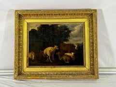 Late 19th Century Oil Painting of Sheep & Shepherd - By James Desvarreux