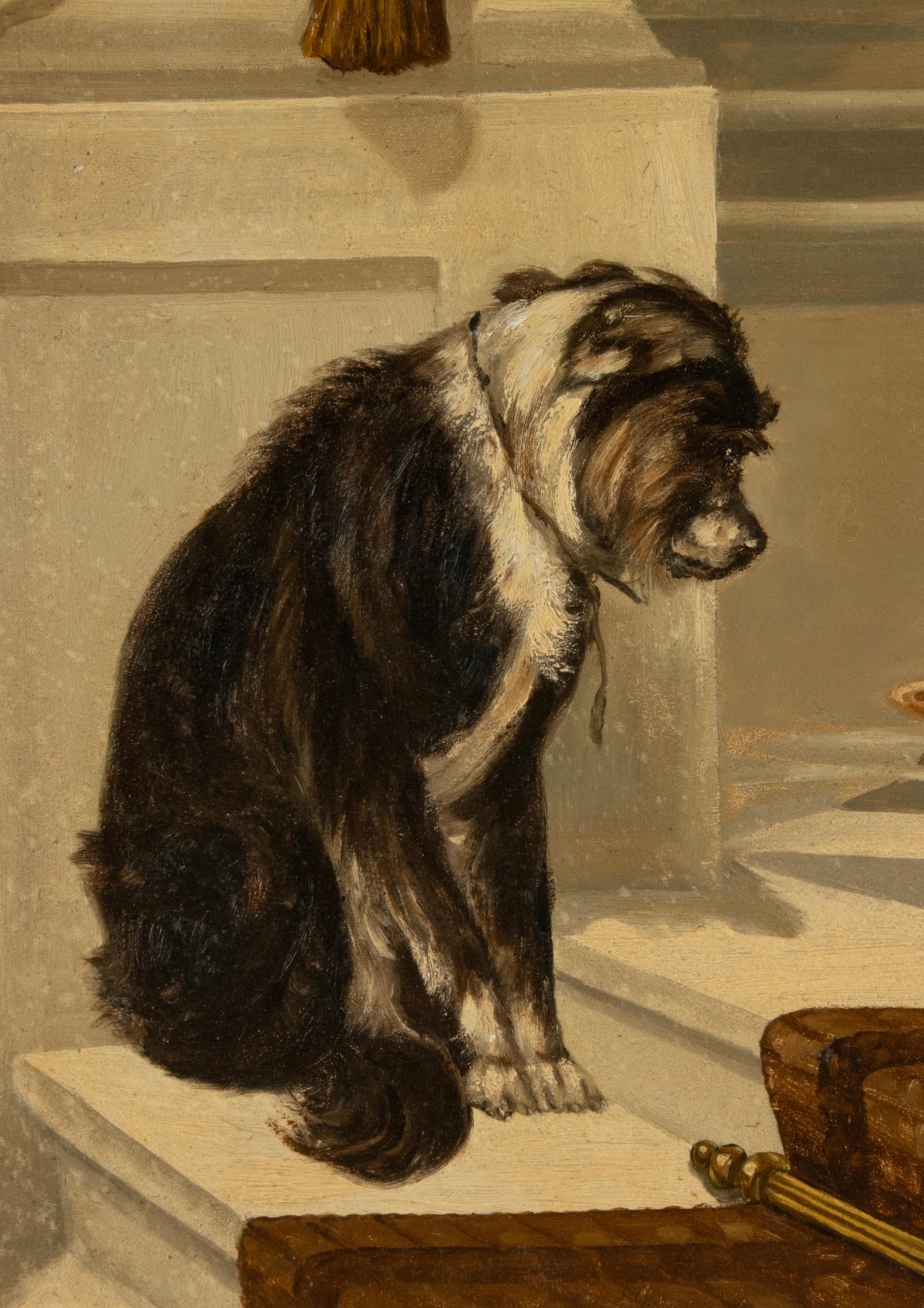Late 19th Century Oil Painting of Two Dogs King Charles Spaniel In Good Condition For Sale In Casteren, Noord-Brabant