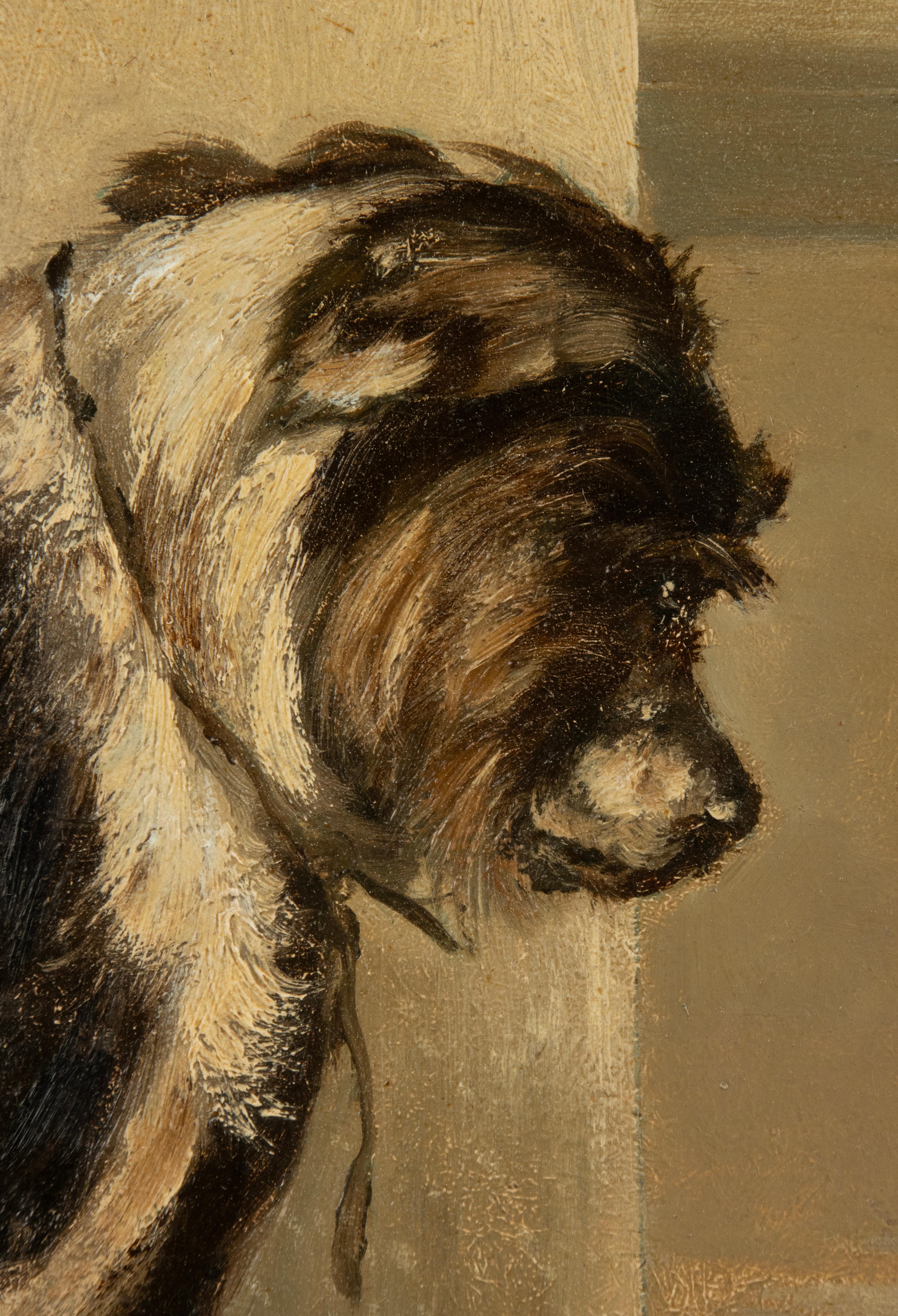 Late 19th Century Oil Painting of Two Dogs King Charles Spaniel For Sale 2