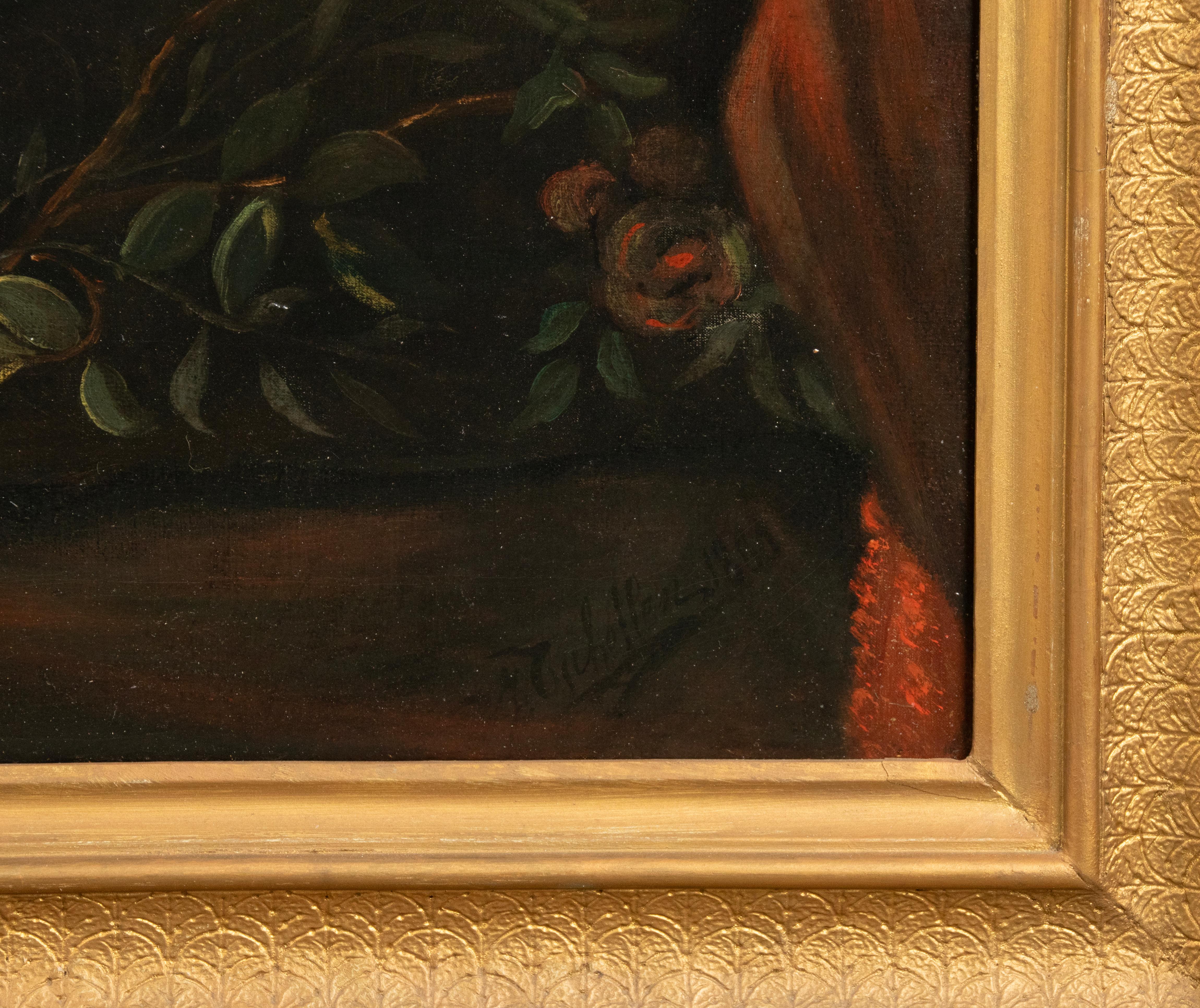 XIXe siècle Fin du 19e siècle Peinture à l'huile Portrait chien -  A. Tschoffen en vente