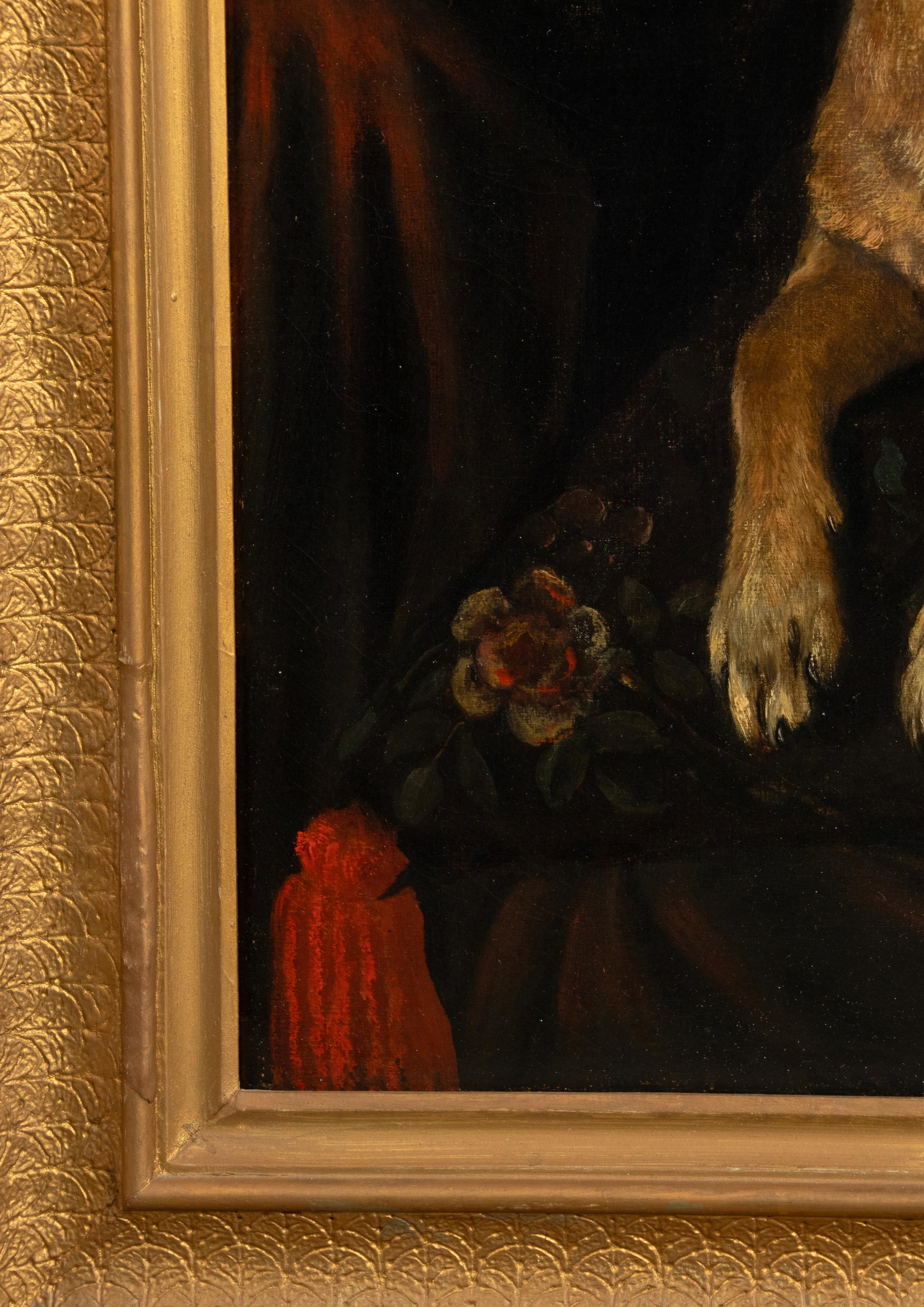Fin du 19e siècle Peinture à l'huile Portrait chien -  A. Tschoffen en vente 1