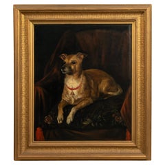 Vintage Late 19th Century Oil painting Portrait dog -  A. Tschoffen