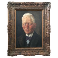 Antique Late 19th Century Oil Painting Portrait of a Gentleman