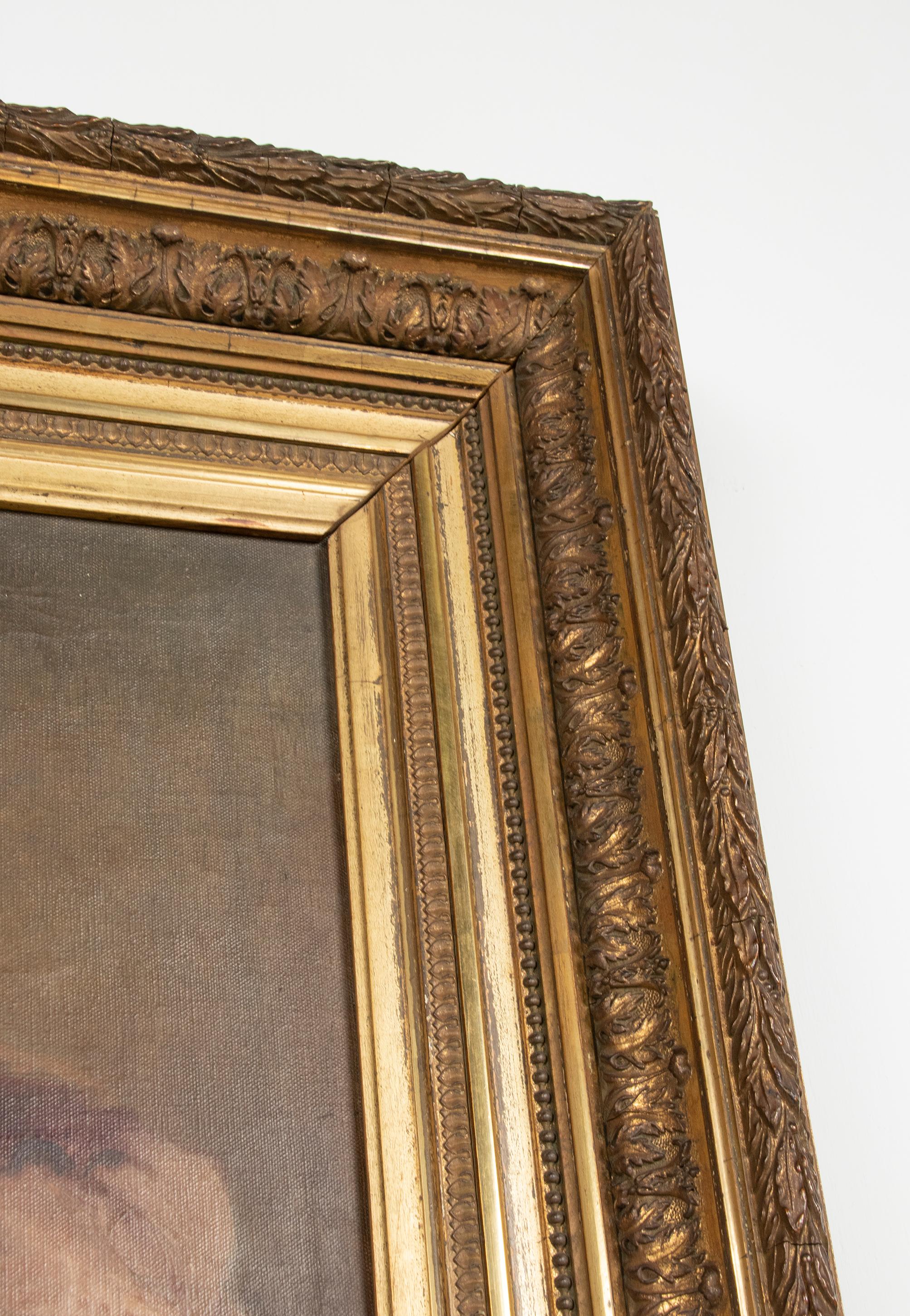 Late 19th Century Oil Painting Portrait Young Girl by Jeremie Delsaux For Sale 5