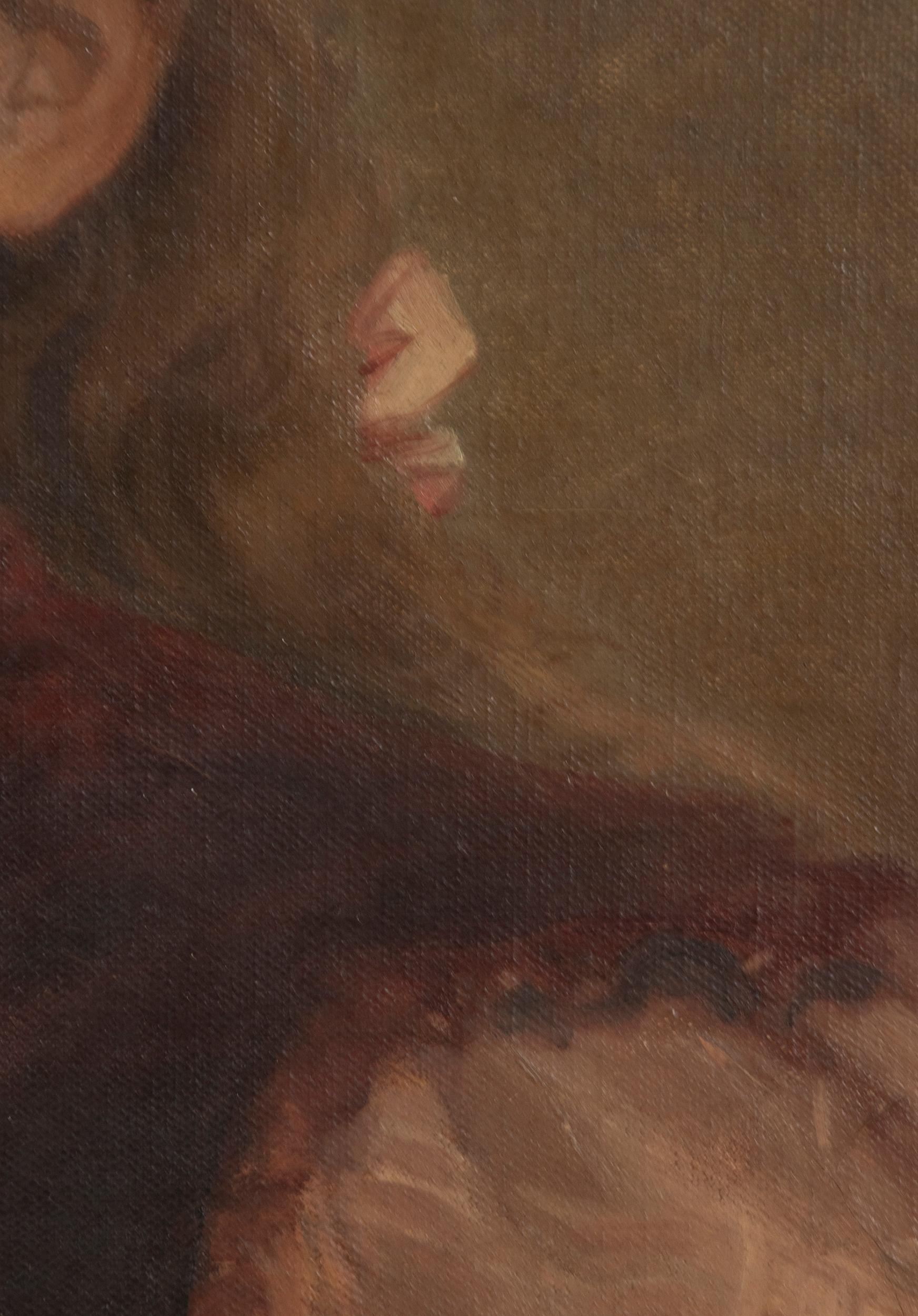 Peinture à l'huile de la fin du 19e siècle Portrait d'une jeune fille par Jérémie Delsaux Bon état - En vente à Casteren, Noord-Brabant