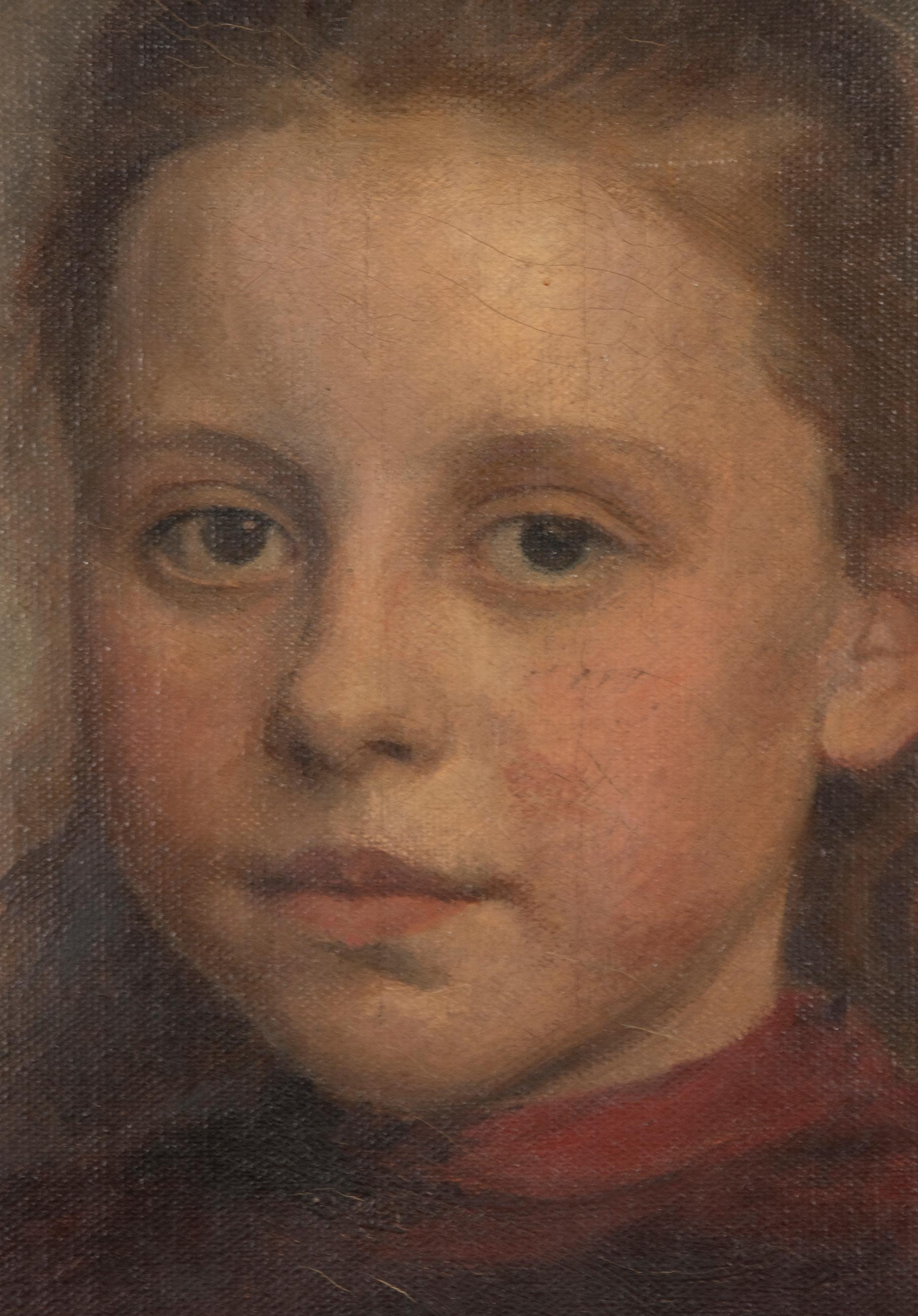 XIXe siècle Peinture à l'huile de la fin du 19e siècle Portrait d'une jeune fille par Jérémie Delsaux en vente