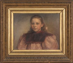 Late 19th Century Oil Painting Portrait Young Girl by Jeremie Delsaux