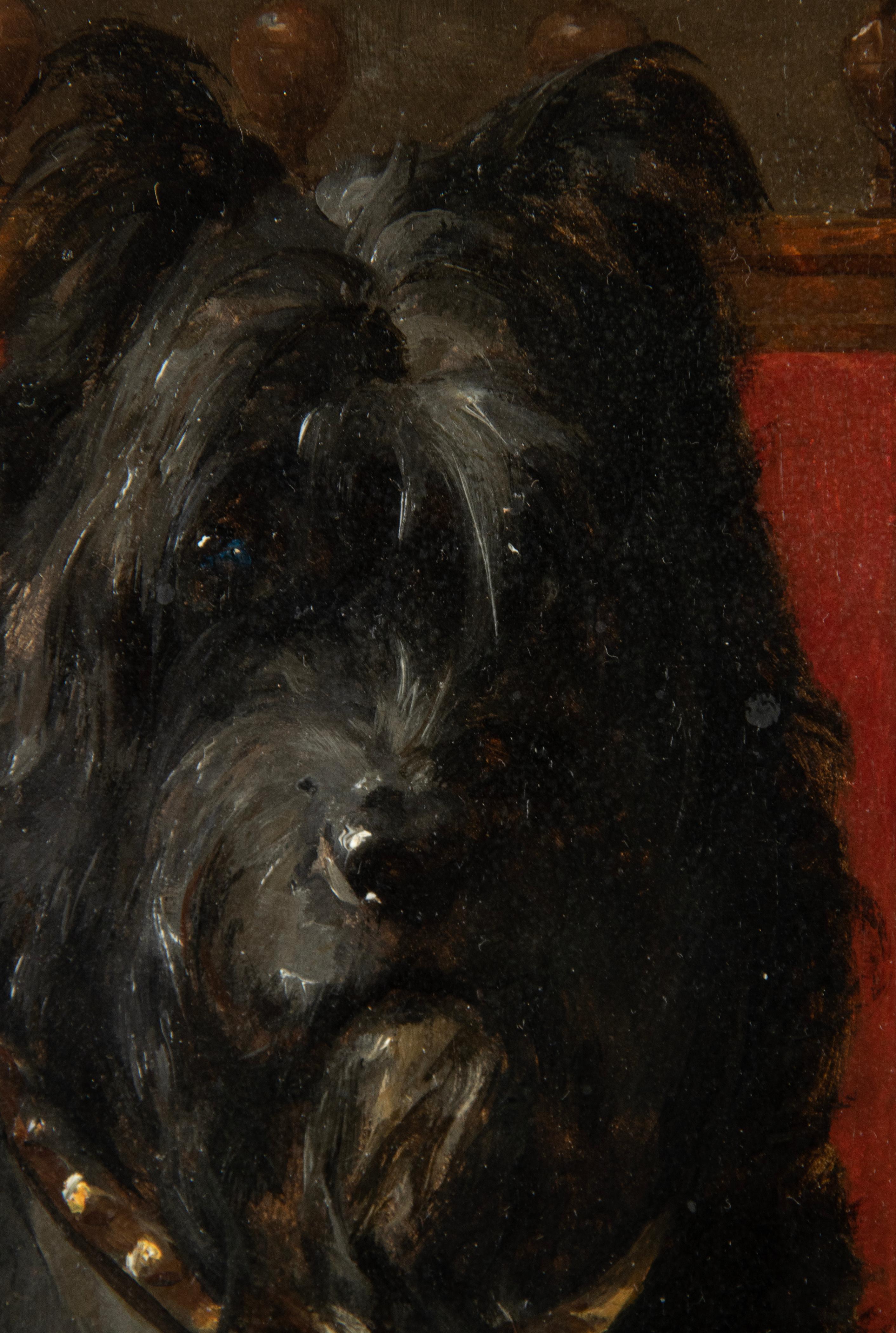 Late 19th Century Oil Painting Terrier Dog Portrait by Charles II Van Den Eycken For Sale 7