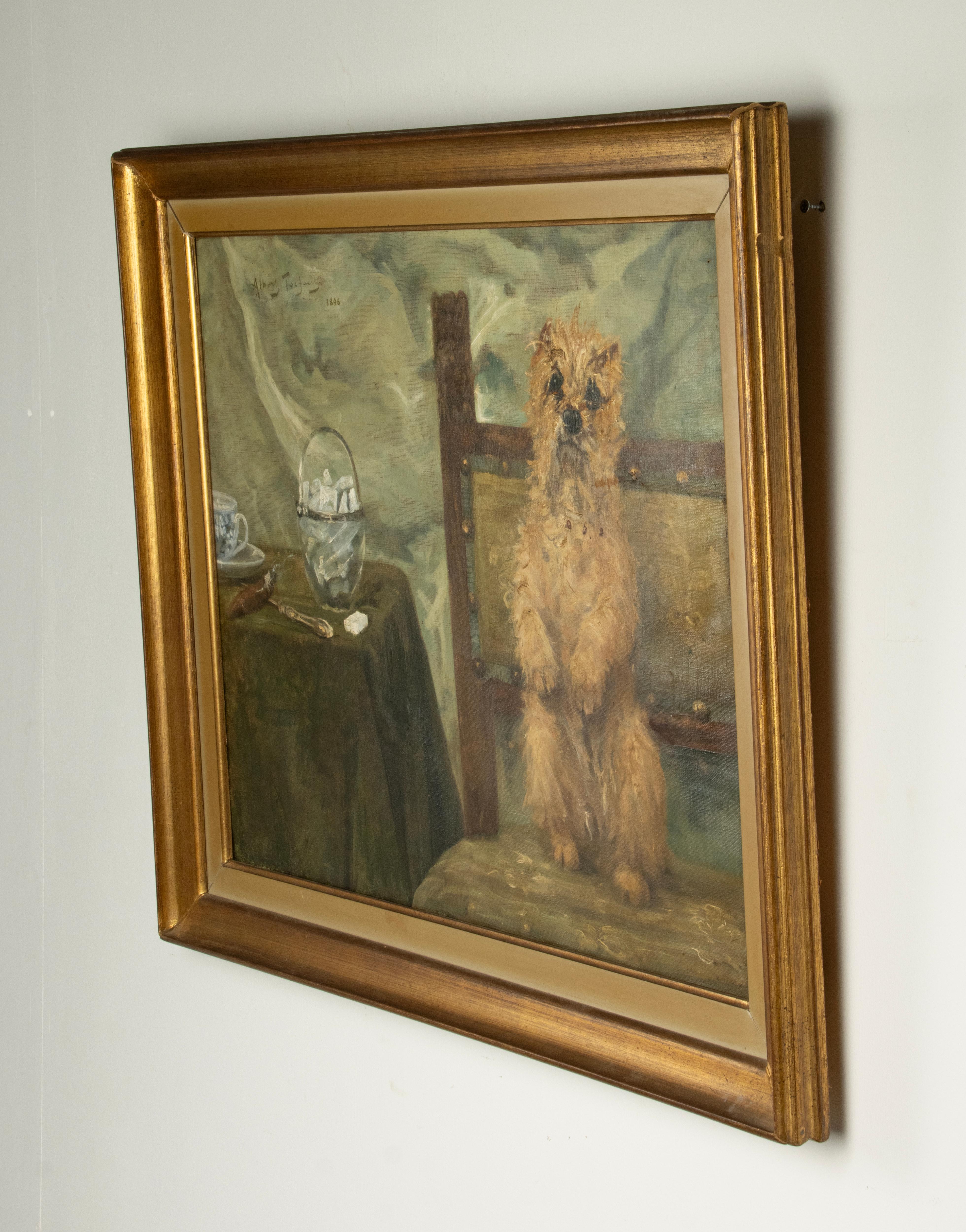 Late 19th Century Oil Painting with a Sitting Cairn Terrier by Albert Toefaert 3