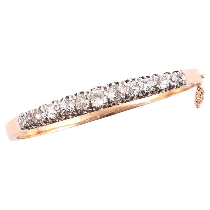 Late 19th Century Old Cut Diamond Bangle Bracelet For Sale