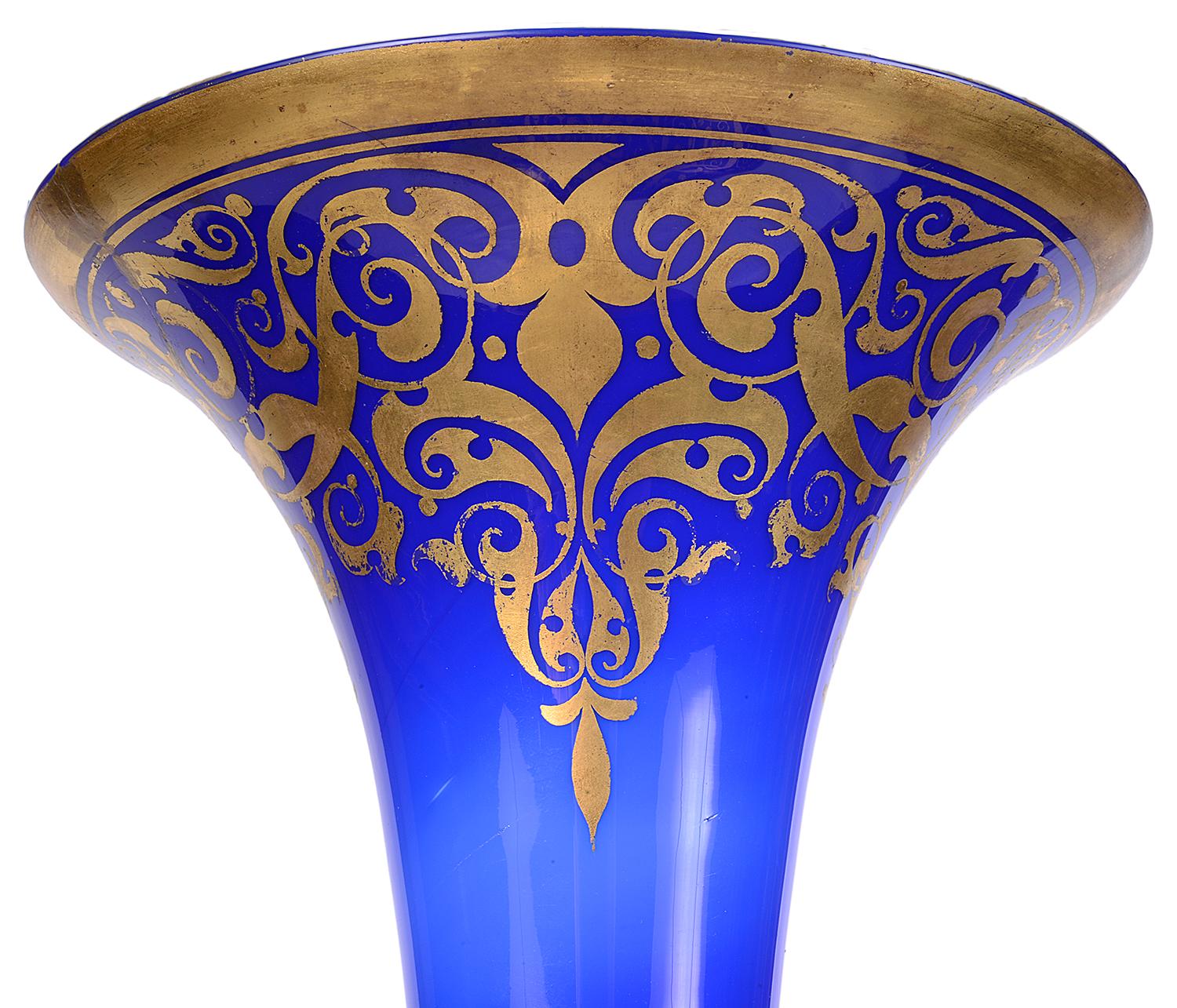 Painted Late 19th Century Opaline Glass Vase For Sale