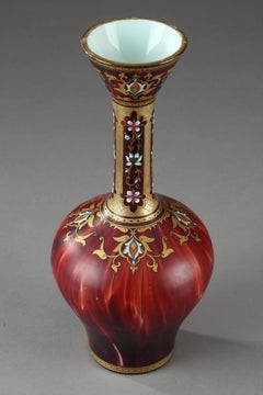 Late 19th Century Opaline Vase with Oriental Decoration
