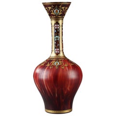 Antique Late 19th Century Opaline Vase with Oriental Decoration