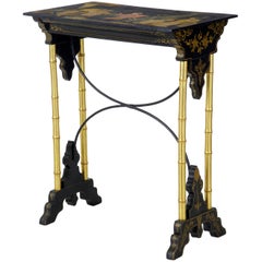 Late 19th Century Oriental Black Lacquer and Gilt Work Table