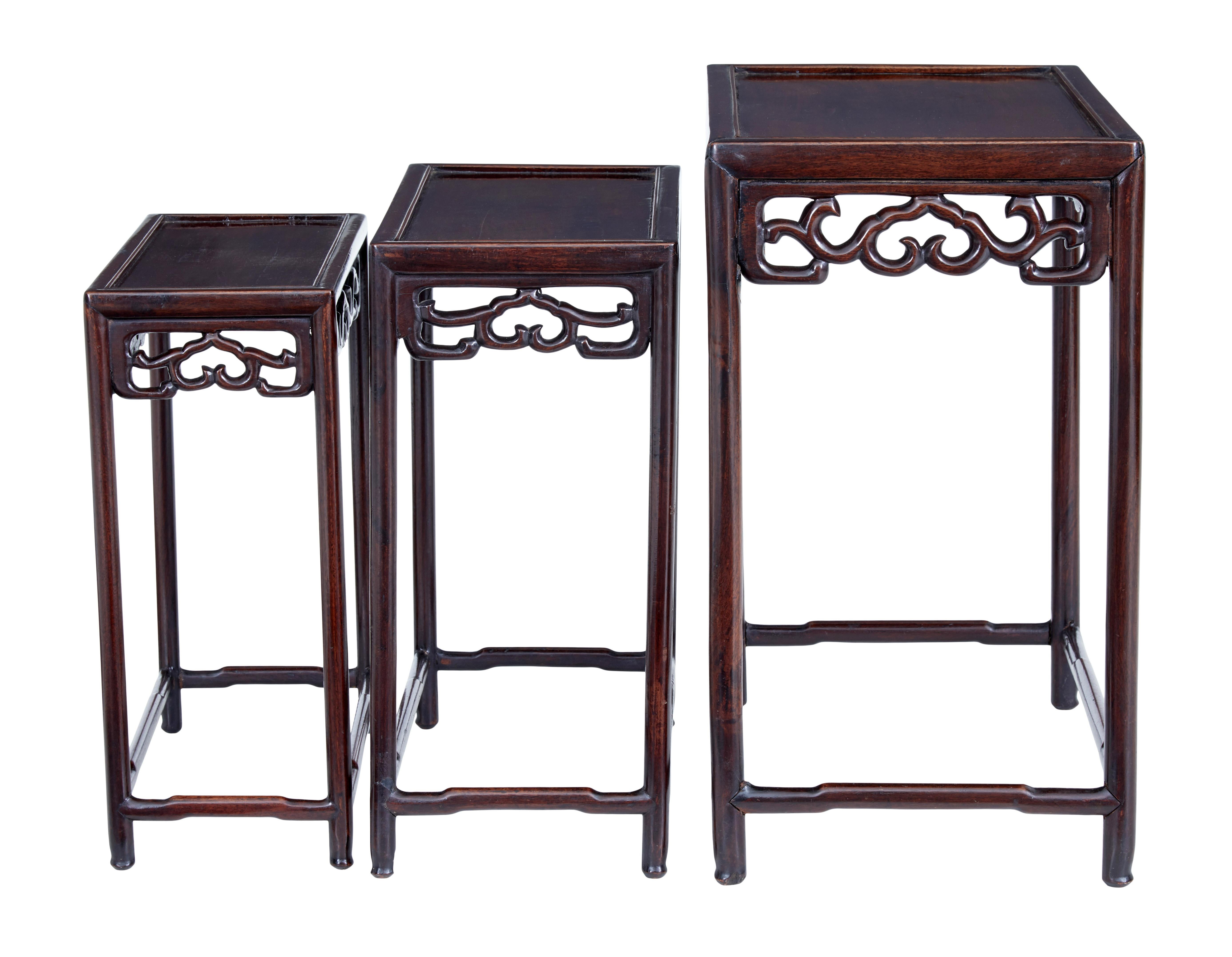 Carved Late 19th Century Oriental Nest of Tables