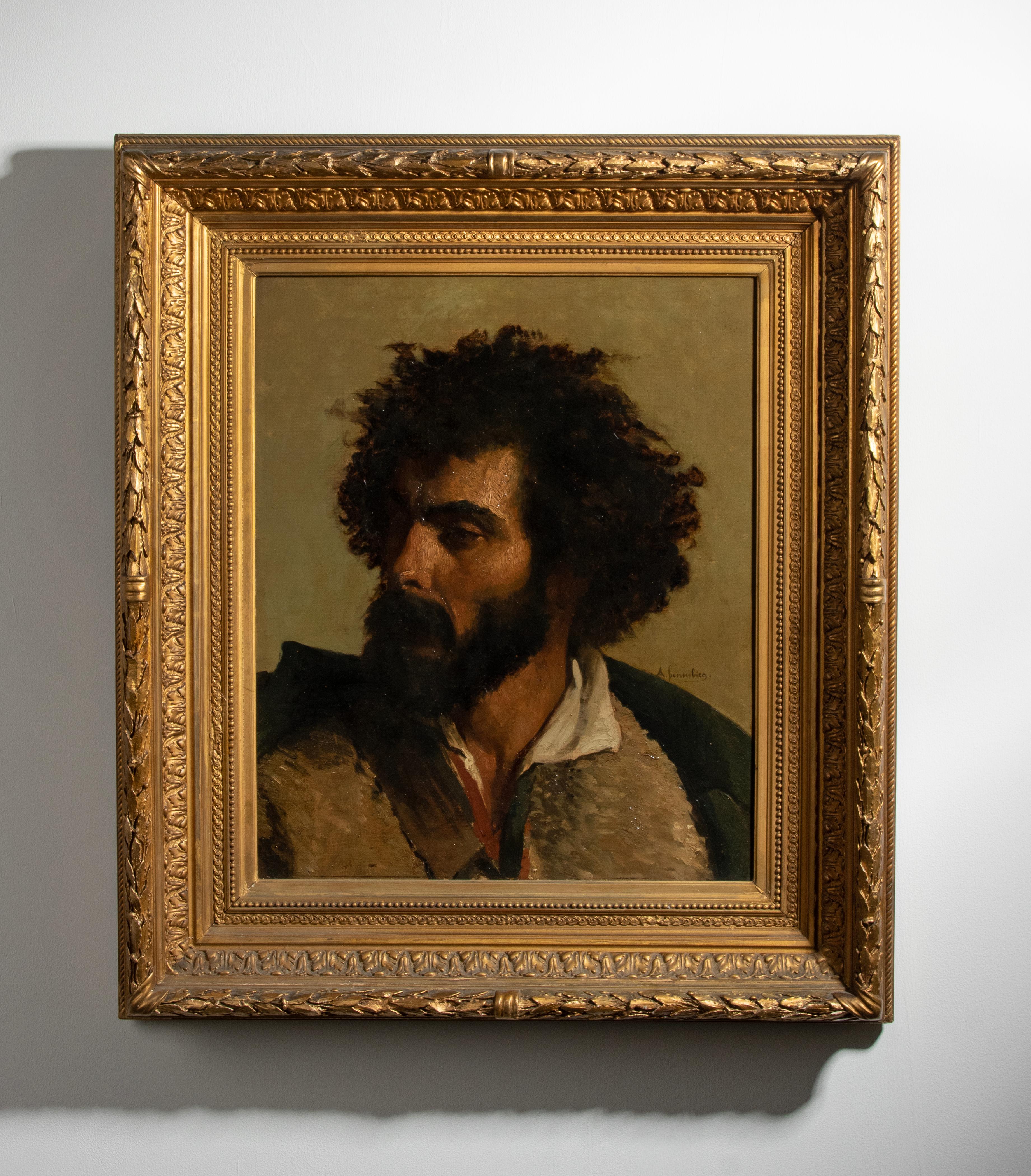 Belle Époque Late 19th Century Orientalist Oil Painting Portrait Man by André Hennebicq