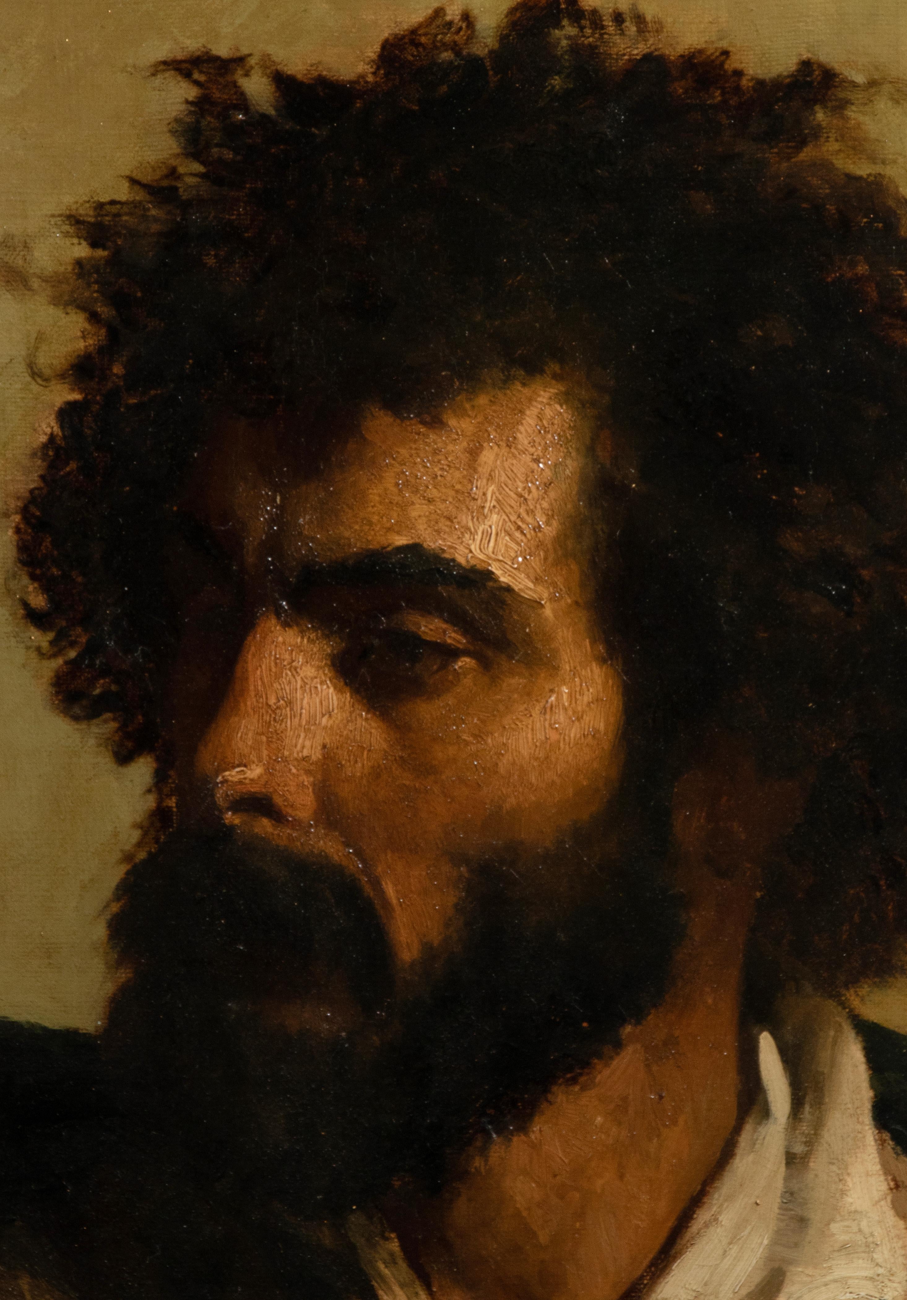 Late 19th Century Orientalist Oil Painting Portrait Man by André Hennebicq In Good Condition In Casteren, Noord-Brabant