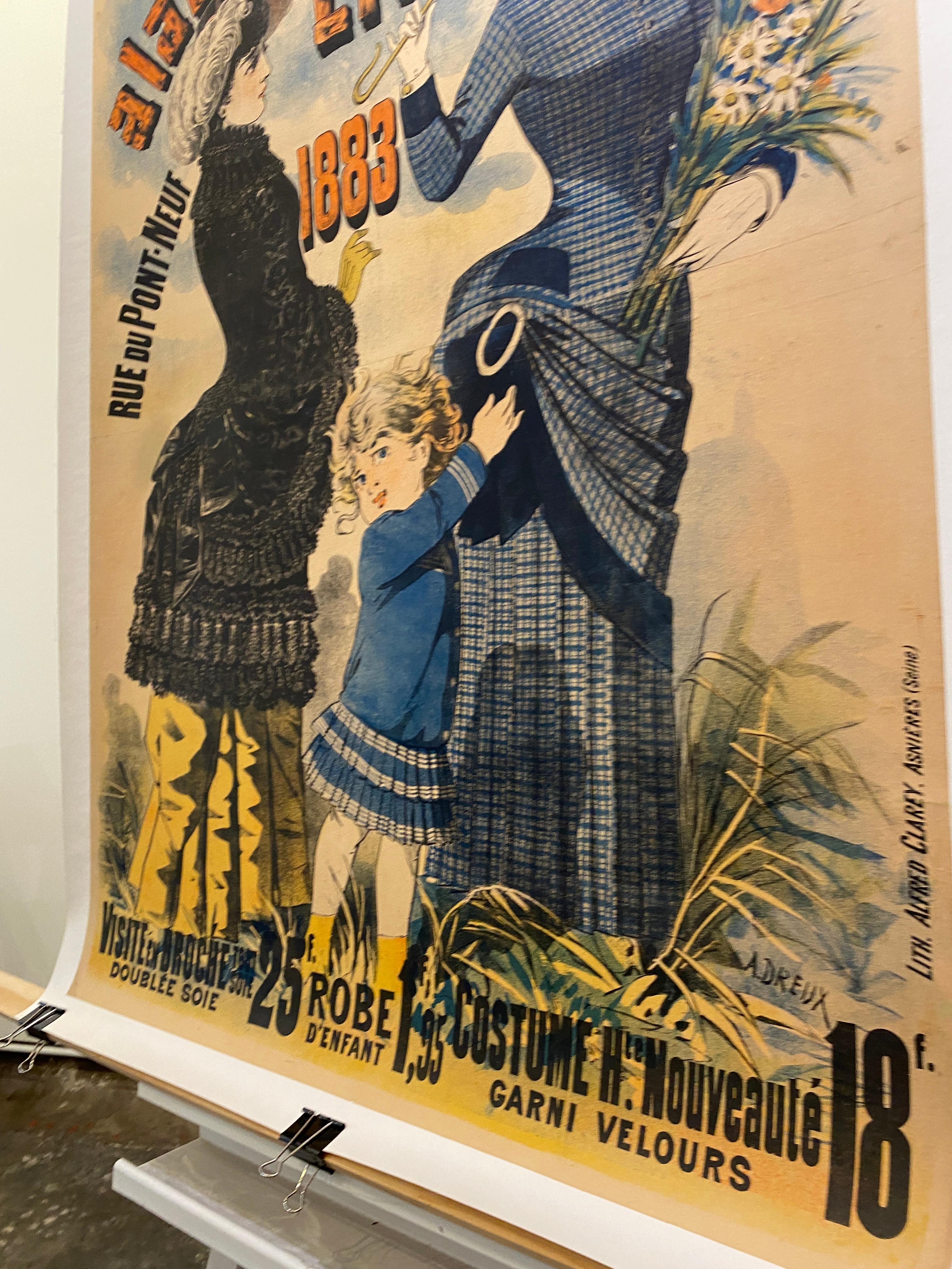 Victorian Late 19th Century Original French Poster, 'Samaritaine; c. 1883 For Sale