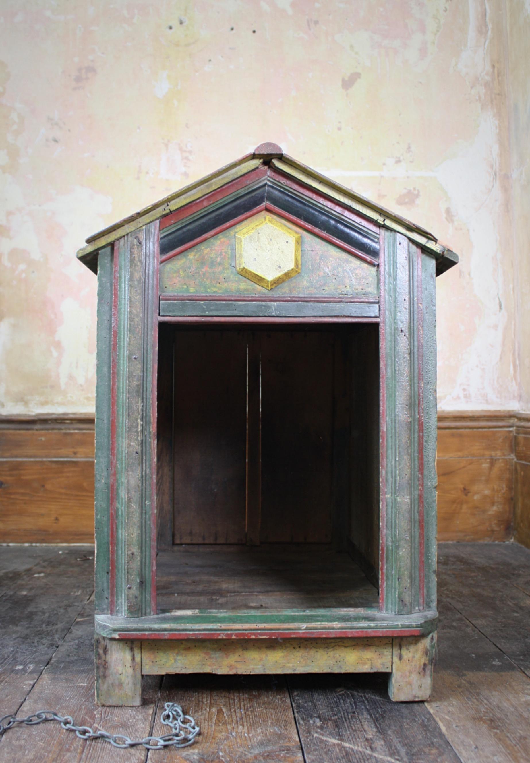 Late 19th Century Original Painted Green Faux Marble Dog Canine Kennel For Sale 1