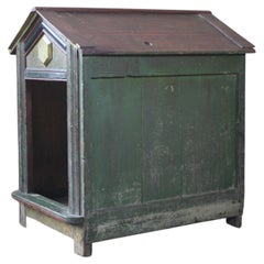 Late 19th Century Original Painted Green Faux Marble Dog Canine Kennel