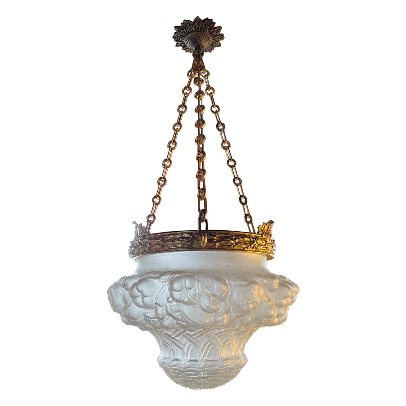 Plafonnier en verre et bronze doré de la fin du XIXe siècle
