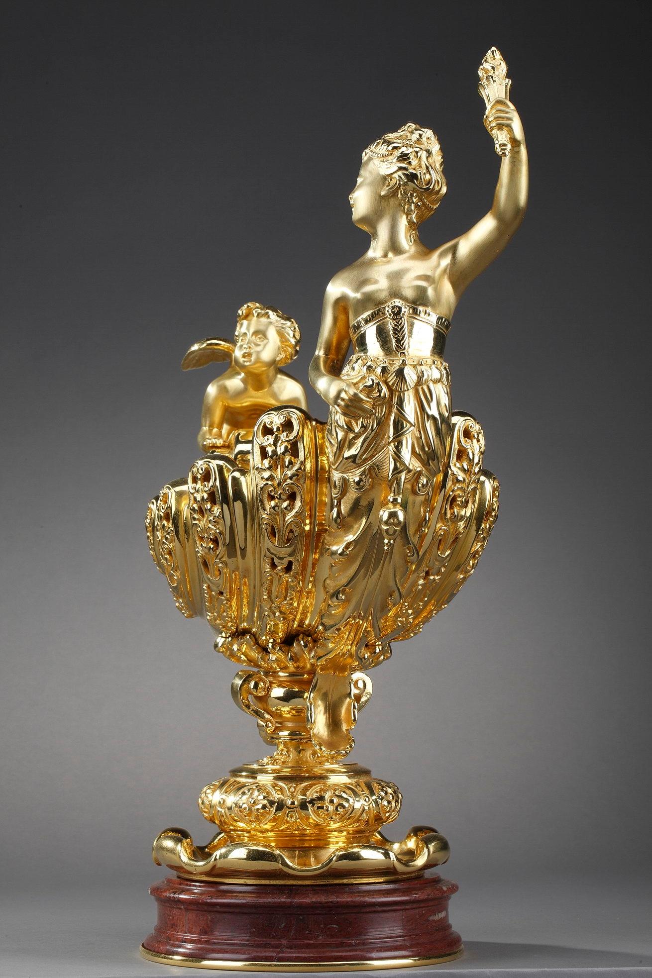 Late 19th Century Ormolu Cup Aurora and Cupid 4