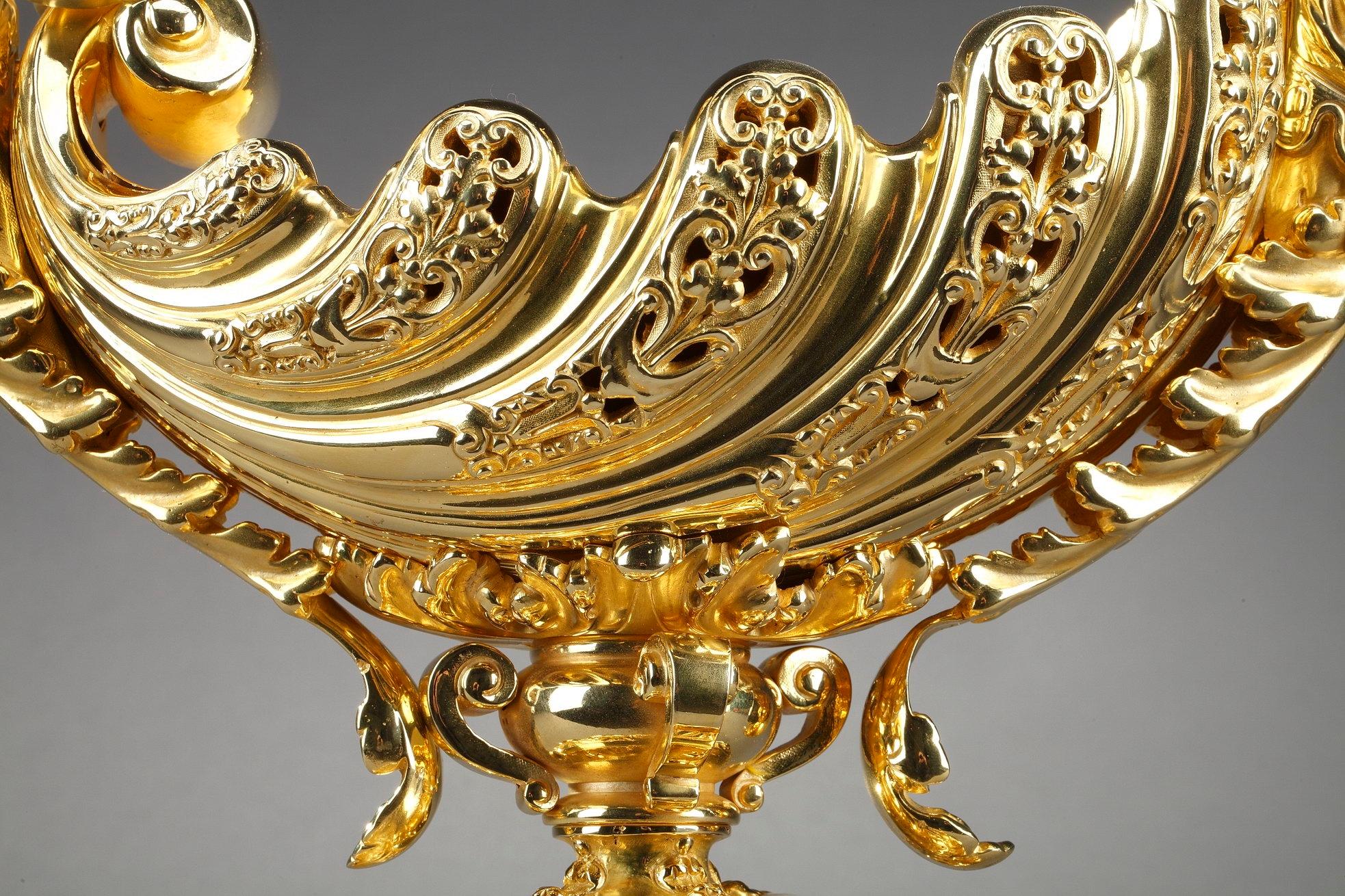 Gilt Late 19th Century Ormolu Cup Aurora and Cupid