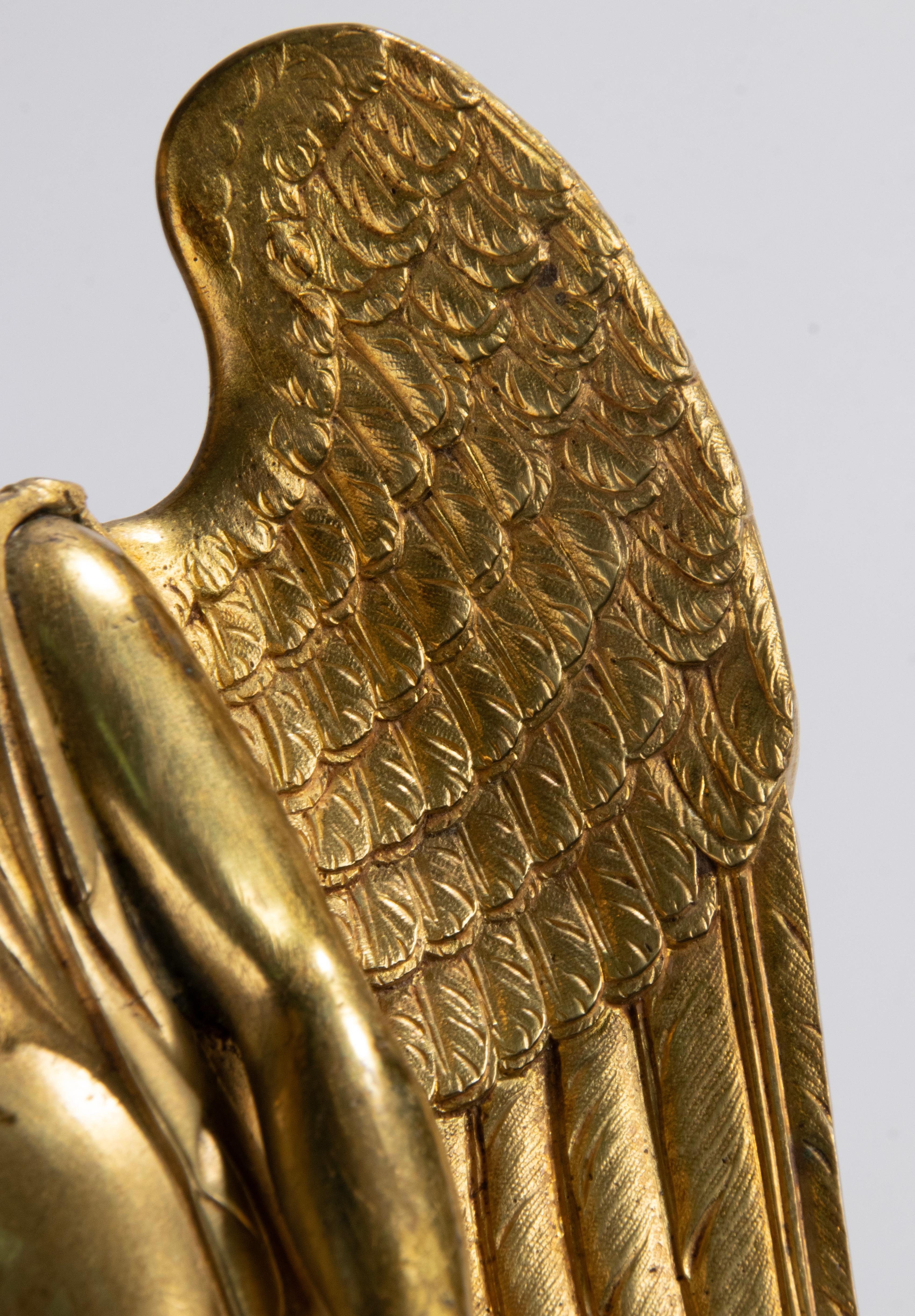 Fin du 19ème siècle Sculpture en bronze doré Ange en vente 2