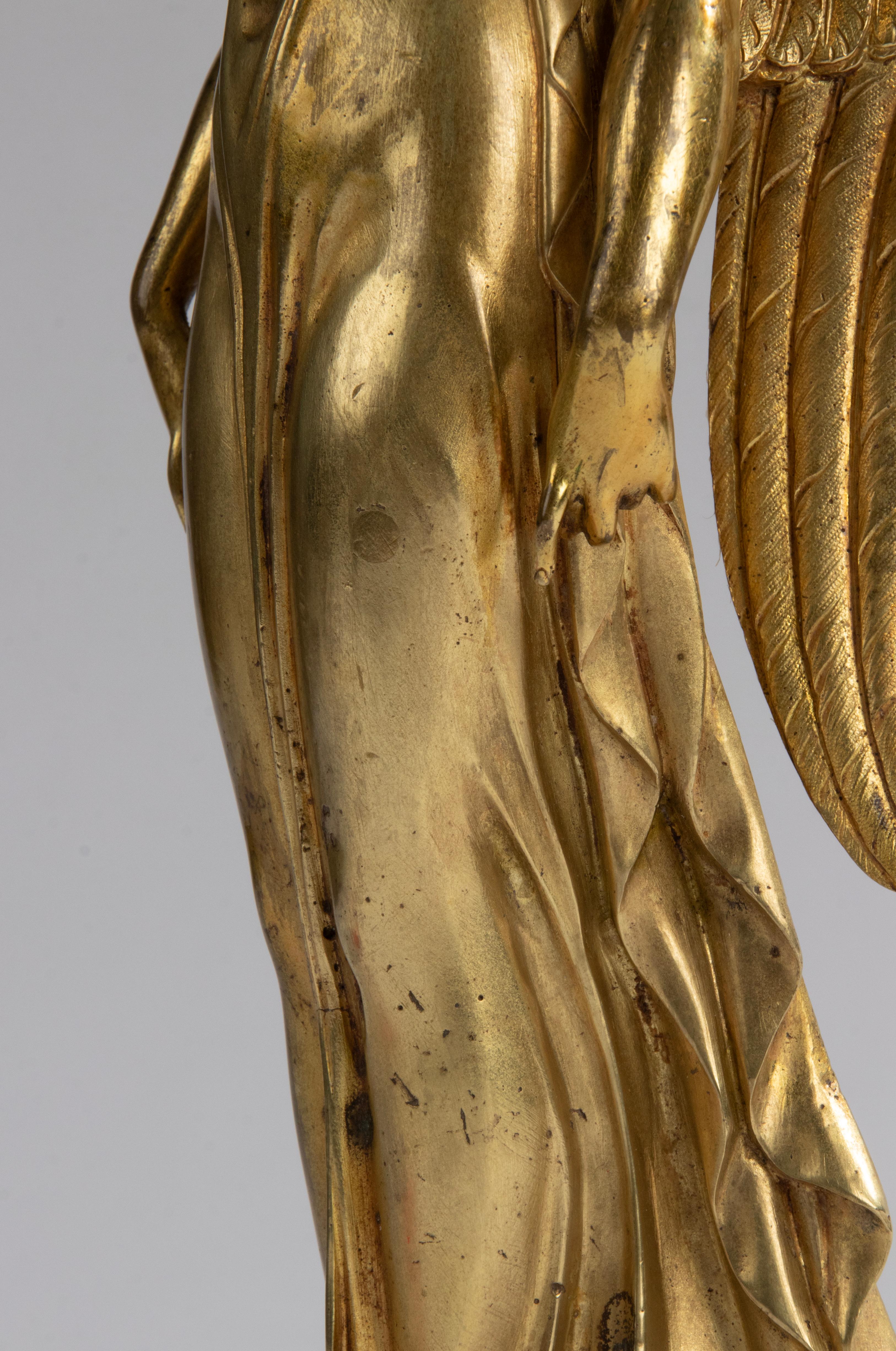 Fin du 19ème siècle Sculpture en bronze doré Ange en vente 8
