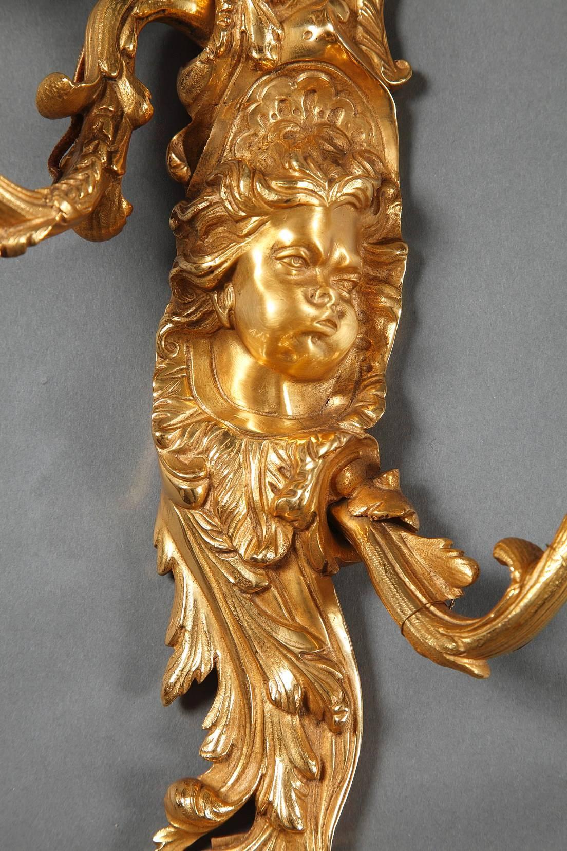 Late 19th Century Ormolu Sconces in Louis XV Style 3
