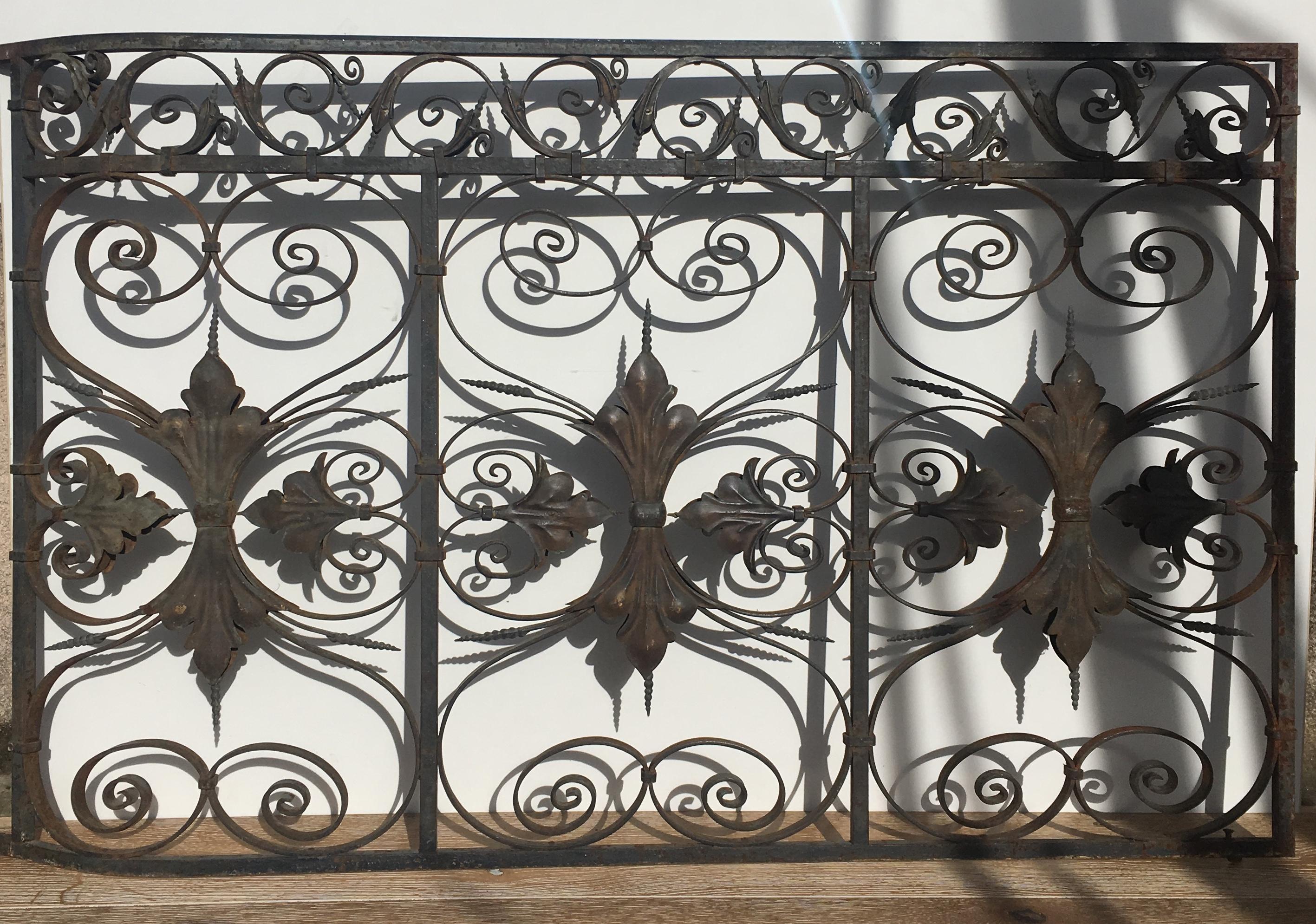 19th Century Wrought Iron Grilles or Balcony Railing Victor Horta Style 3